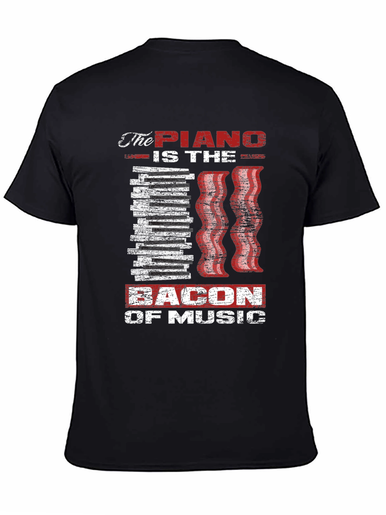 Piano Bacon Music T-Shirt - Musician Gift