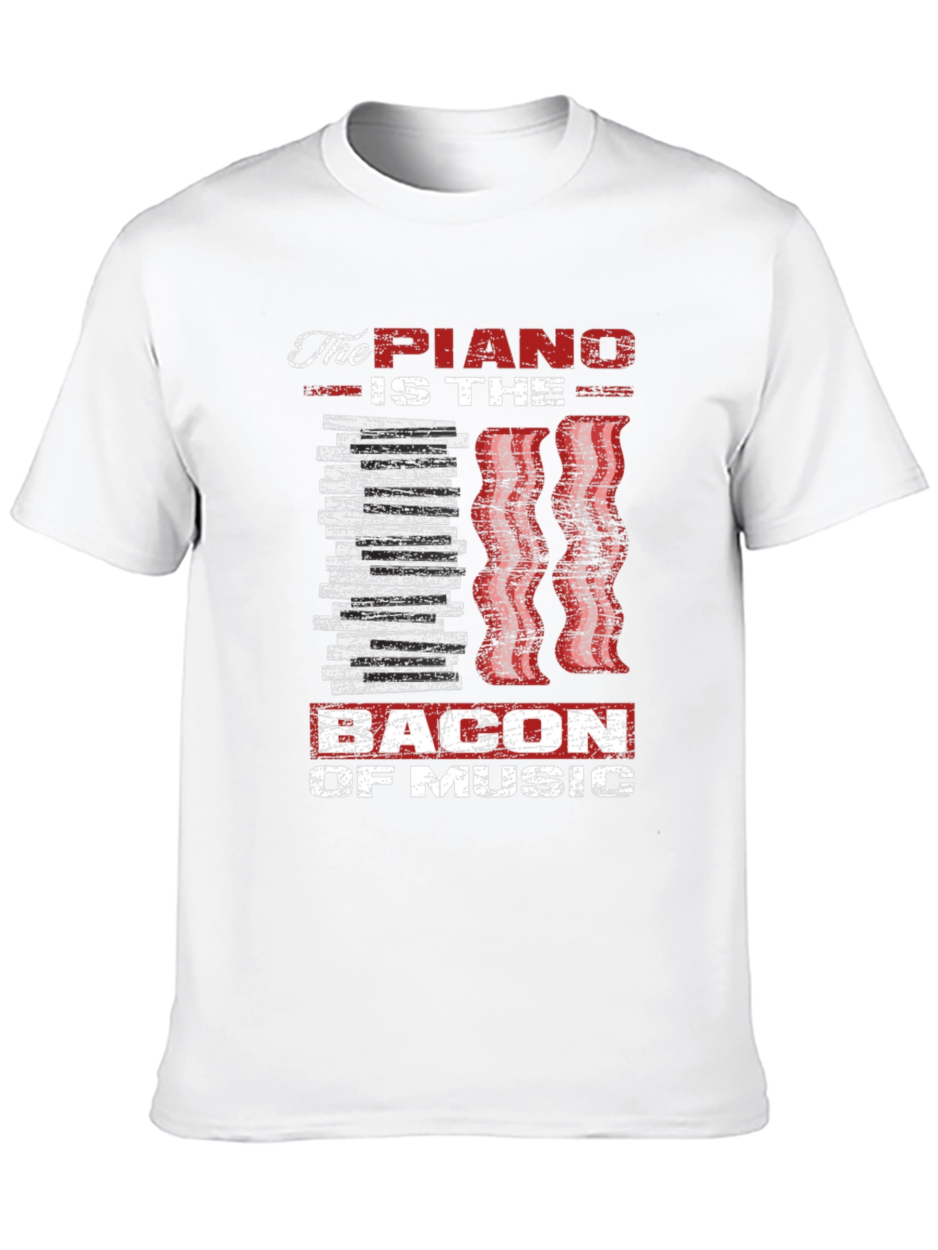 Piano Bacon Music T-Shirt - Musician Gift