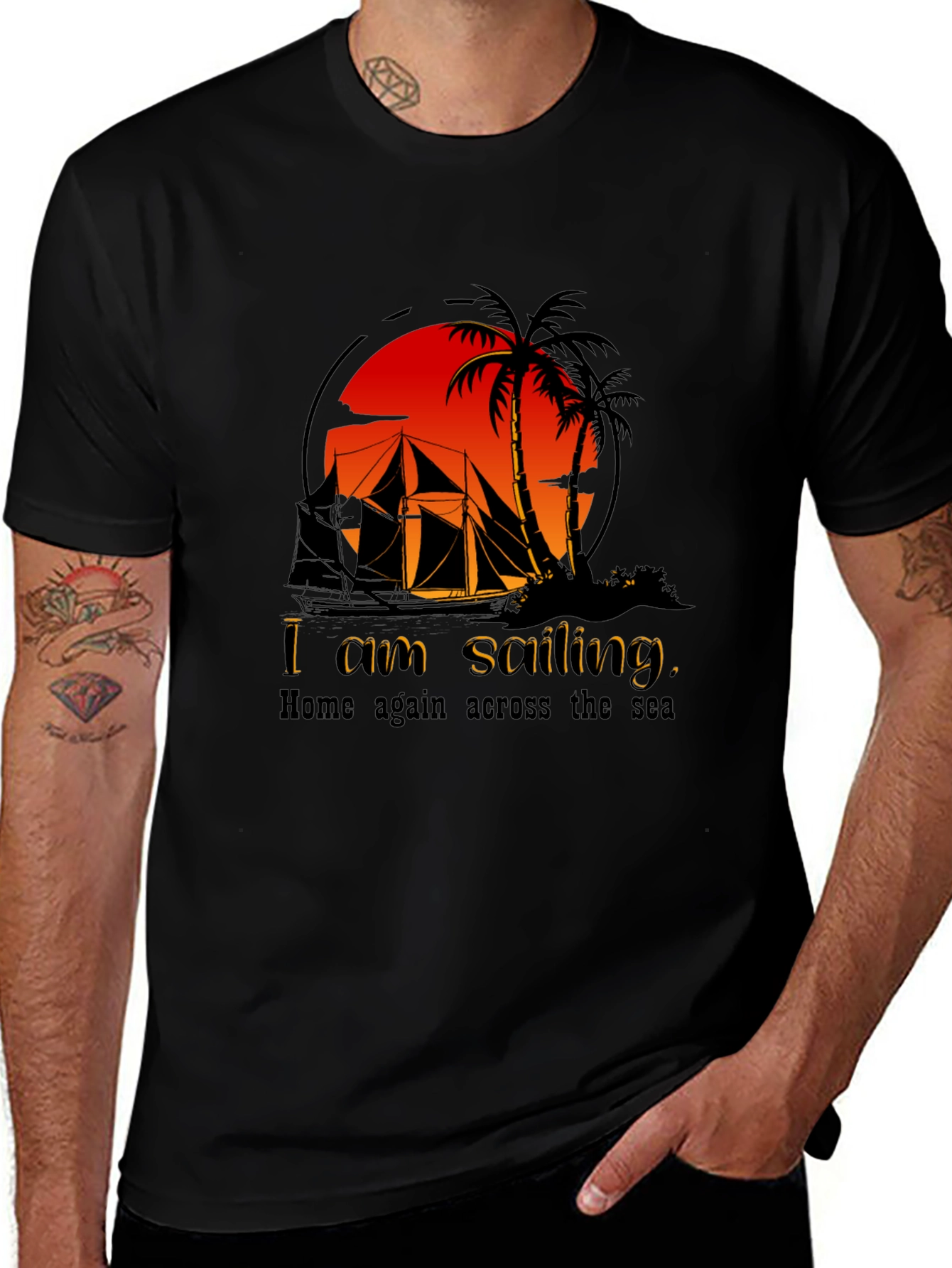 Sailing Adventure Black T-Shirt