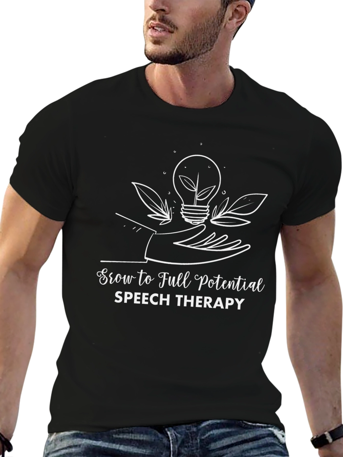 Grow to Full Potential Speech Therapy Black T-Shirt