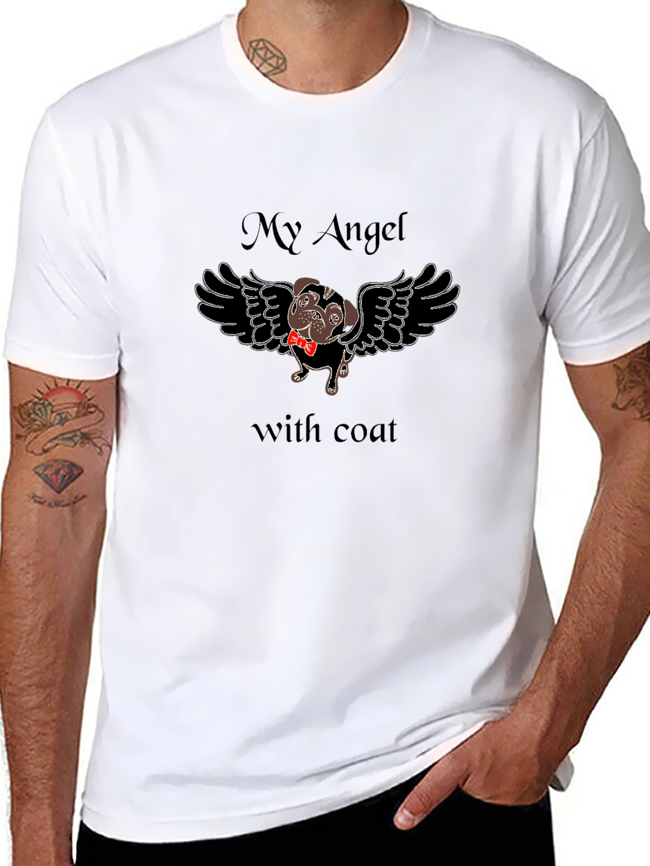 My Angel with Coat Black T-Shirt