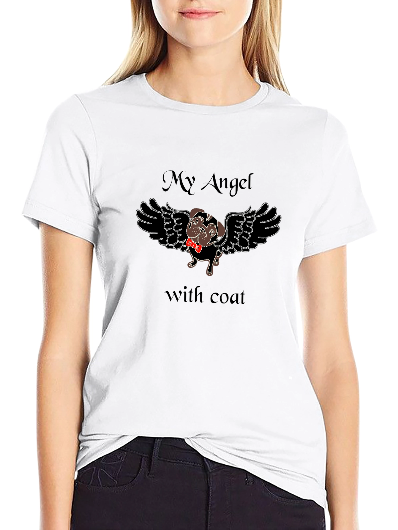 My Angel with Coat Black T-Shirt