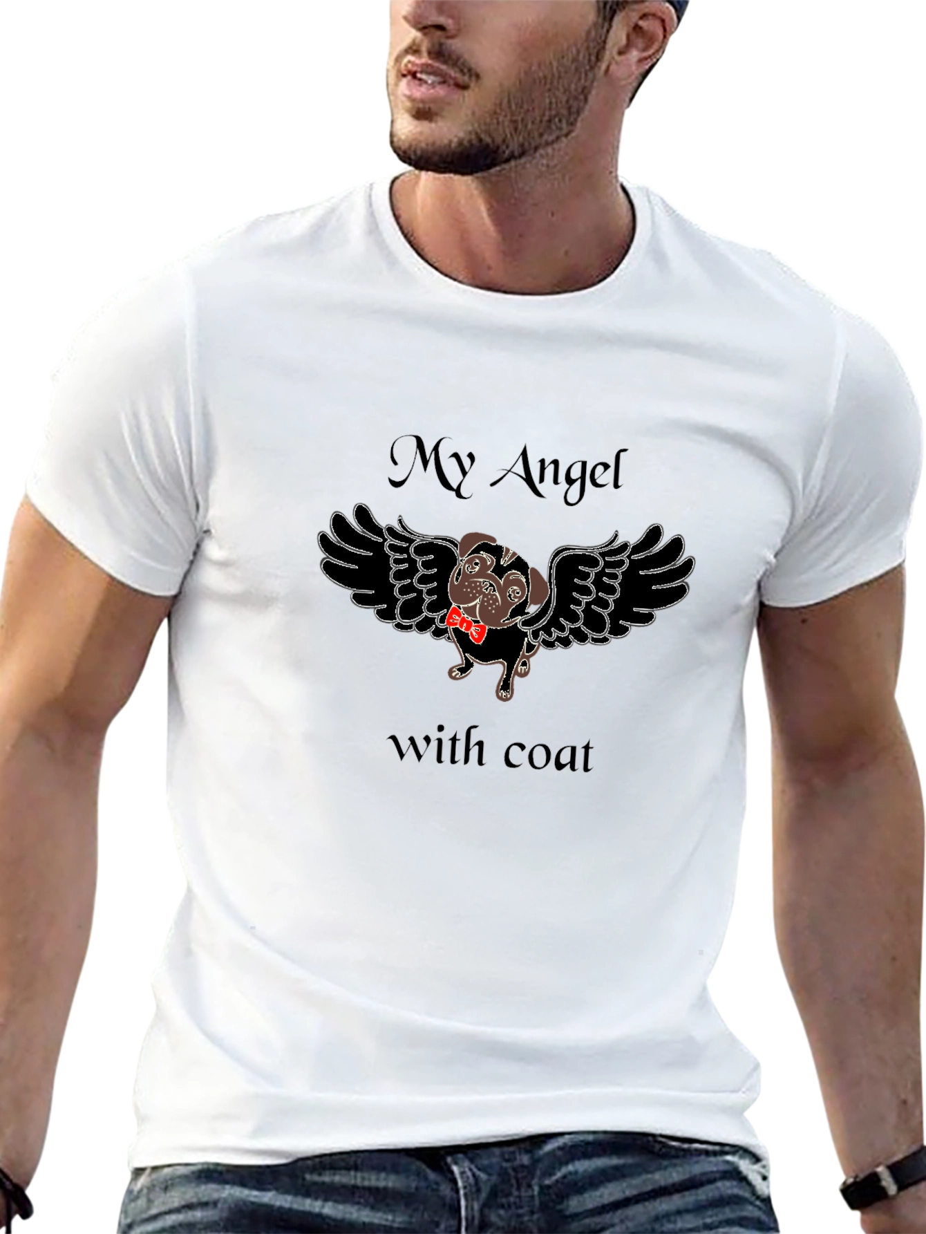 My Angel with Coat Black T-Shirt