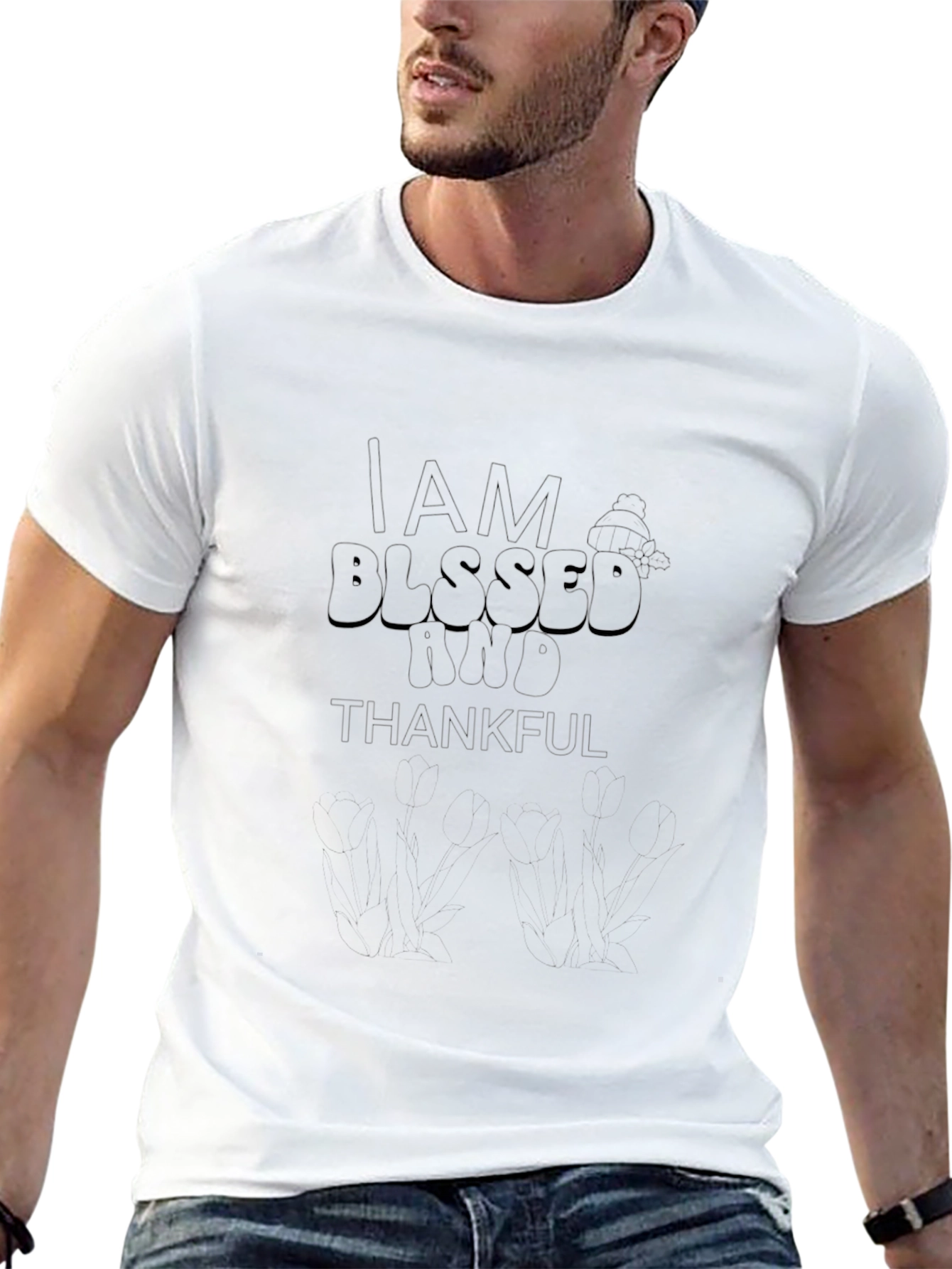 I AM Blessed T-Shirt - Soft Black Cotton Blend