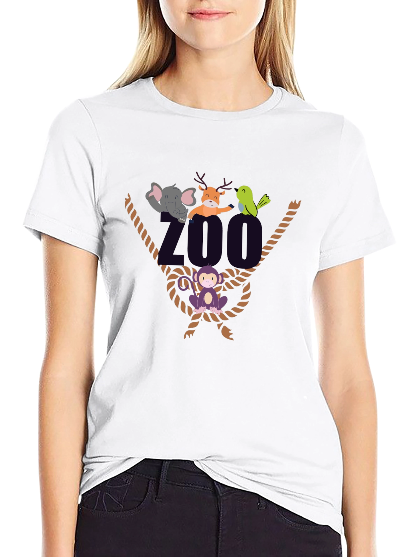 Zoo Animal Graphic Tee - Black Cotton T-Shirt