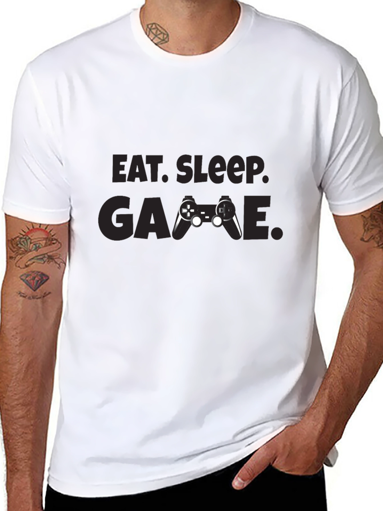 Eat Sleep Game Black T-Shirt - Gamer Lifestyle Tee