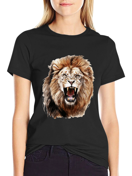 Lion Graphic Print Crew Neck Tee
