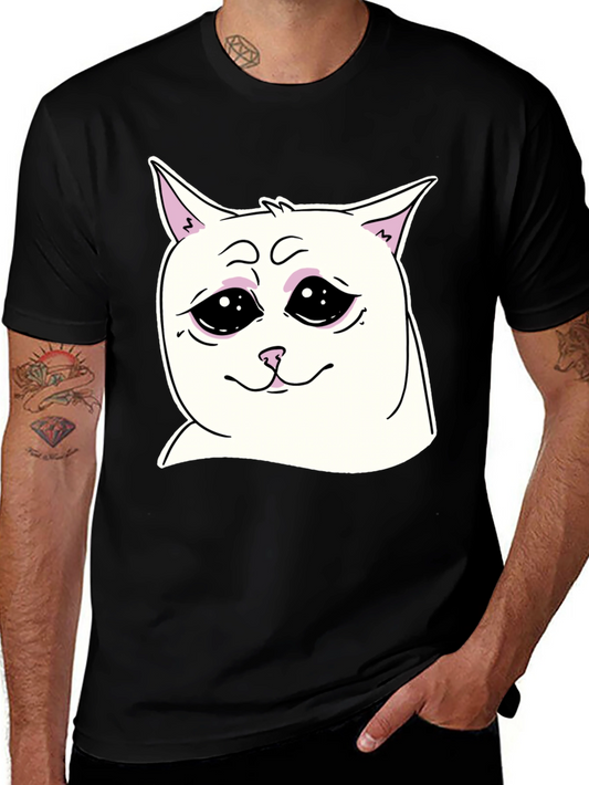 Sad Cat Meme Graphic T-Shirt - Unisex Black Tee