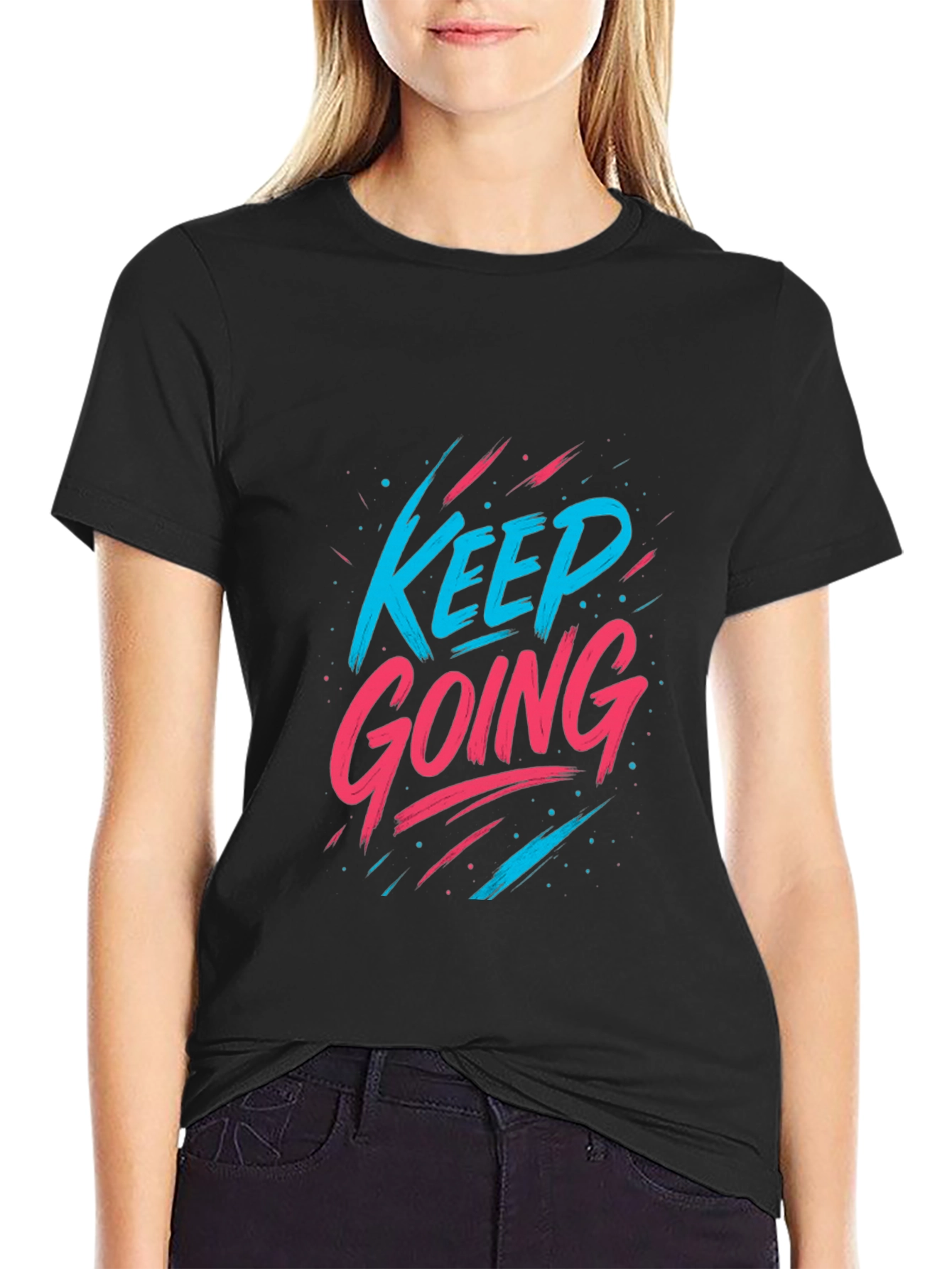 Keep Going Graphic Tee - Motivational Black T-Shirt