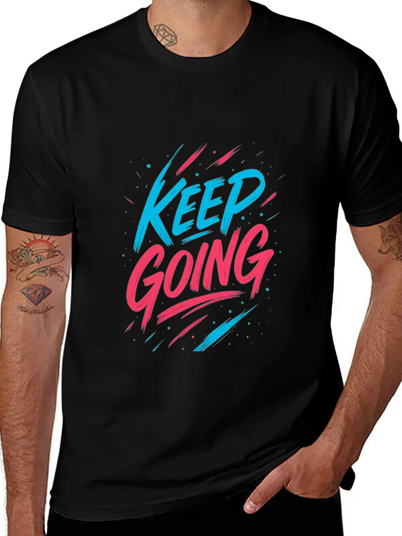 Keep Going Graphic Tee - Motivational Black T-Shirt