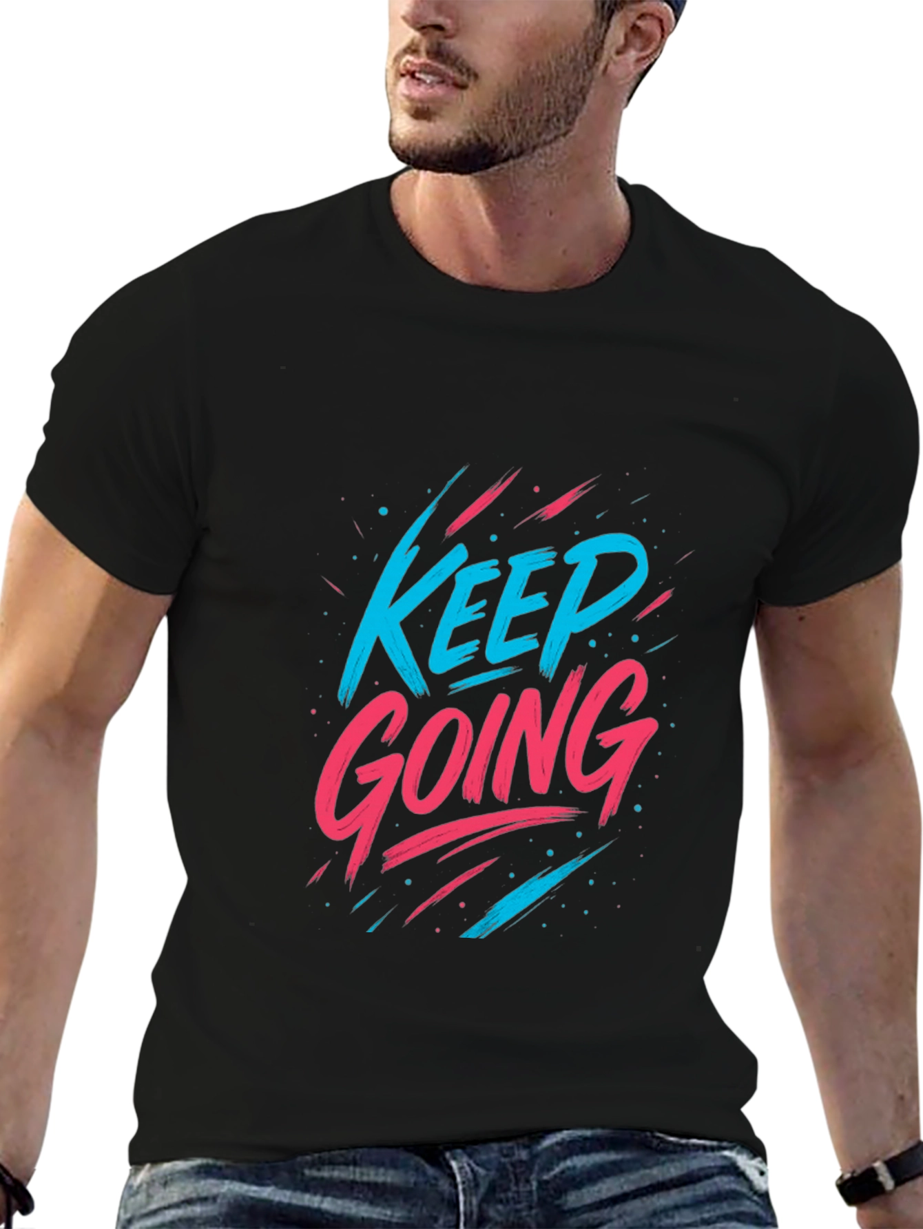 Keep Going Graphic Tee - Motivational Black T-Shirt