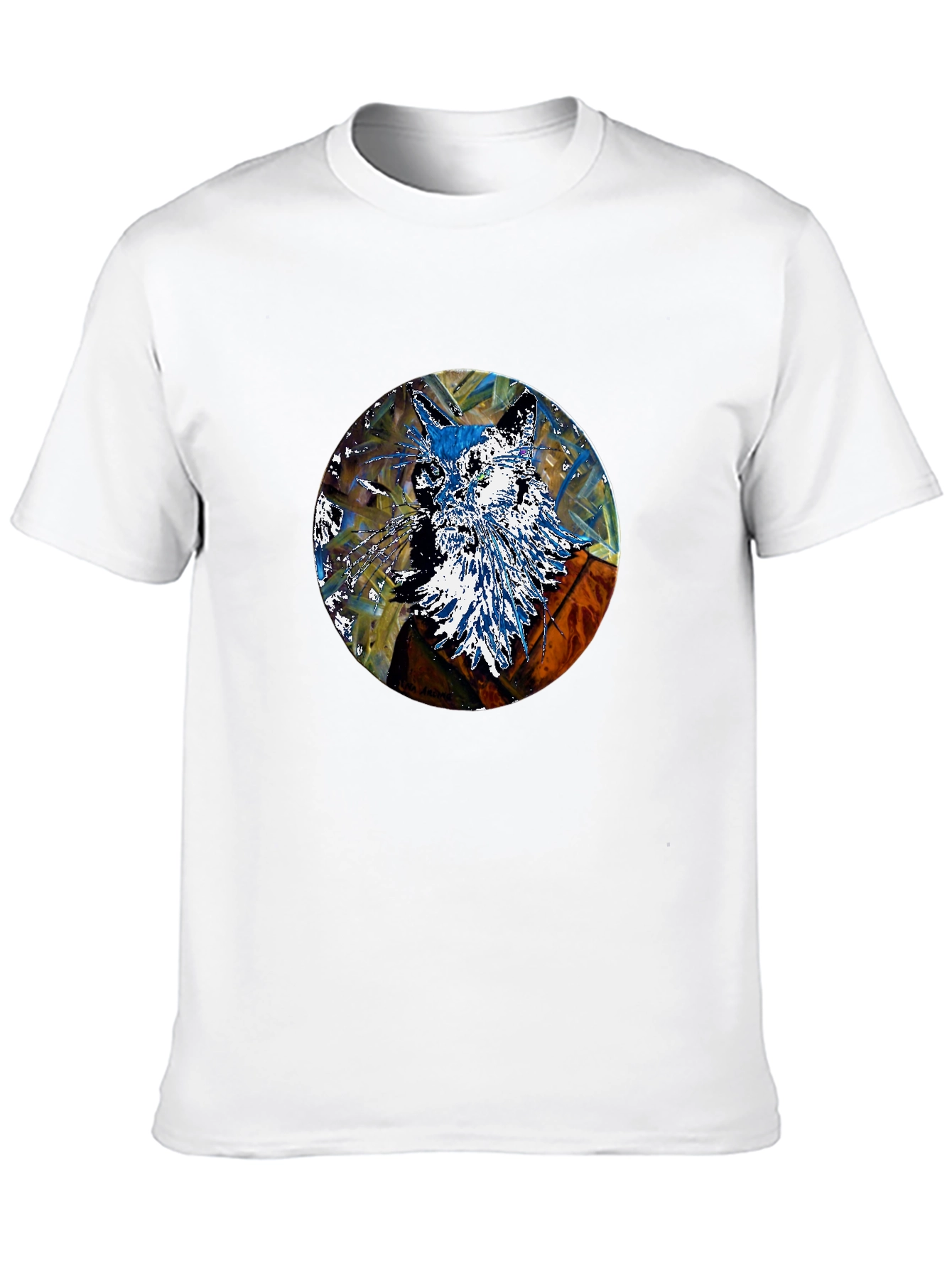 Abstract Fox Art Print Black T-Shirt
