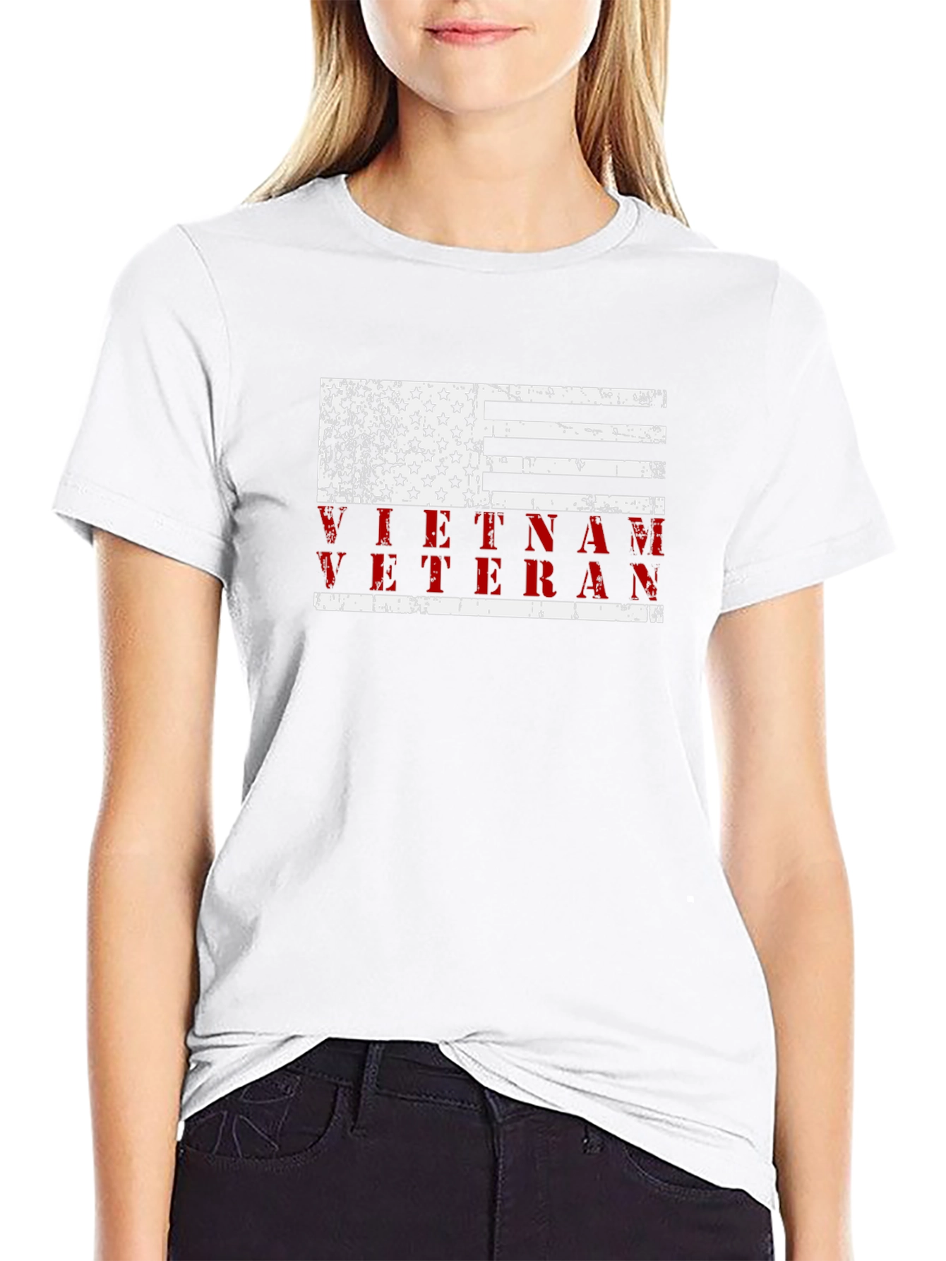 Vietnam Veteran American Flag Graphic T-Shirt