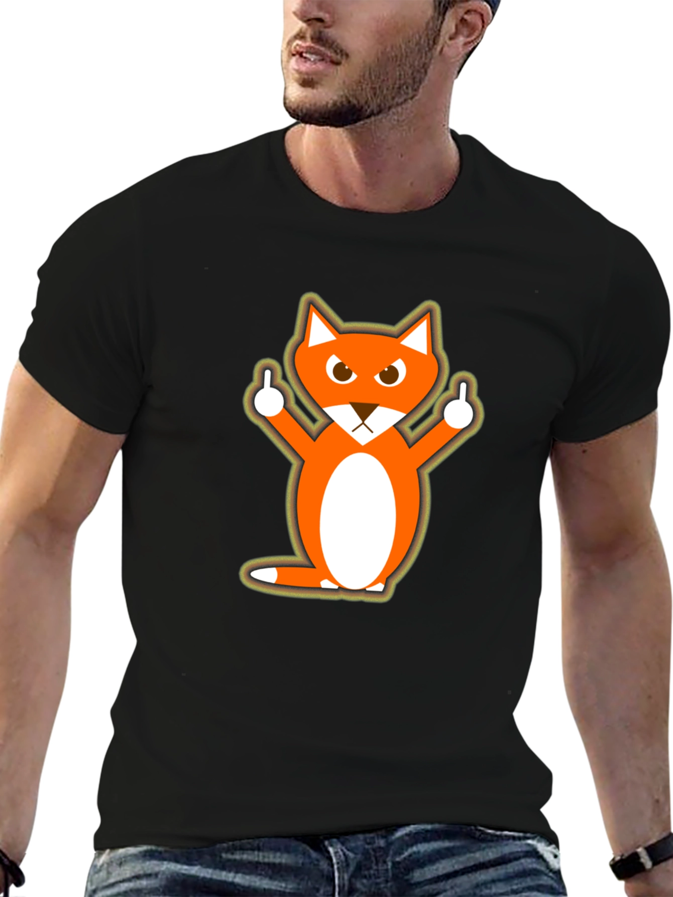 Funny Fox Middle Finger Graphic T-Shirt - Unisex