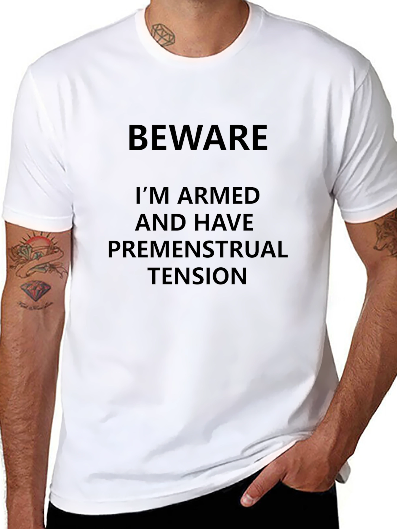 Beware Armed Premenstrual Tension Black T-Shirt