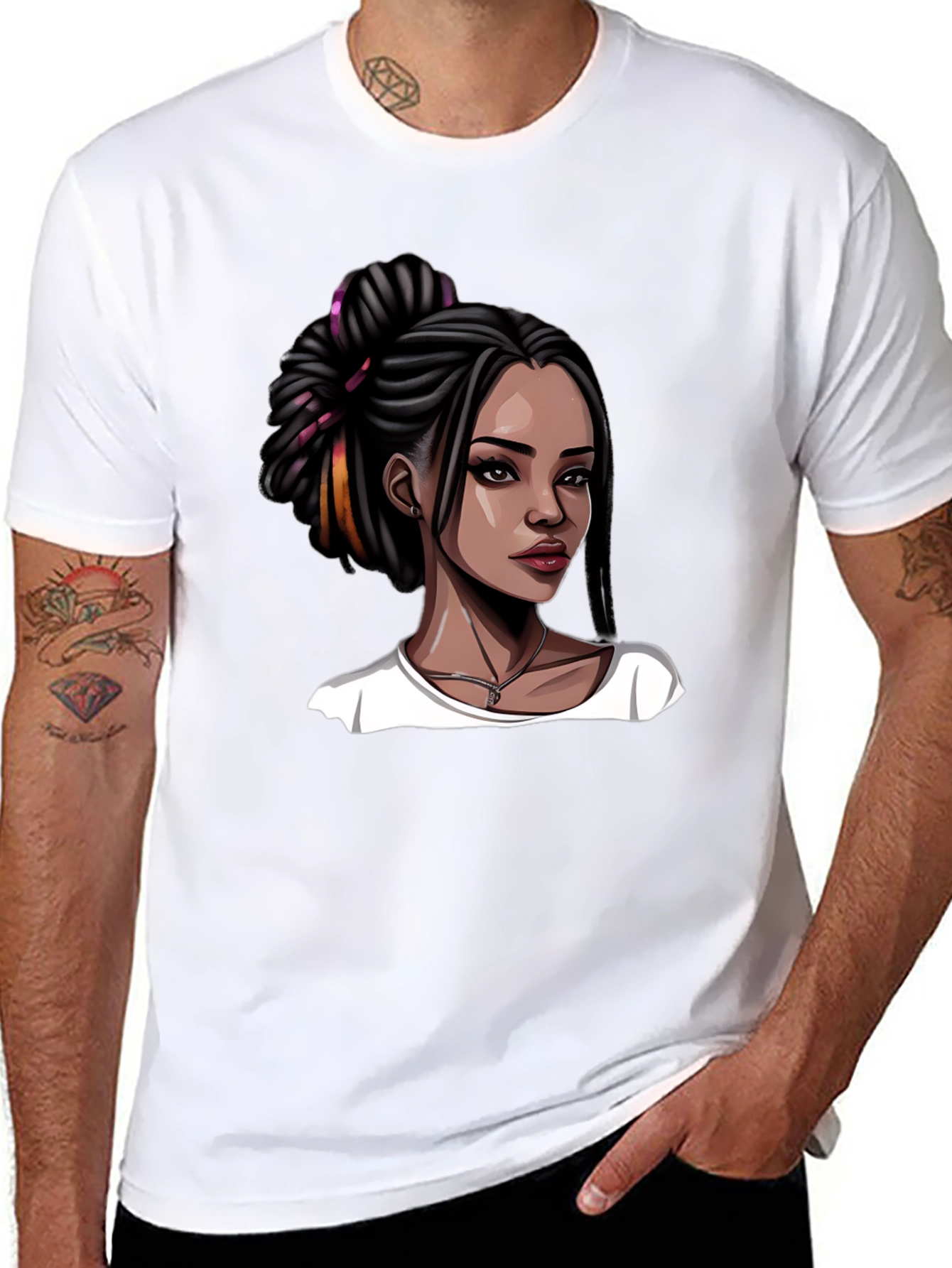 Stylish Woman Graphic Tee - Black T-Shirt