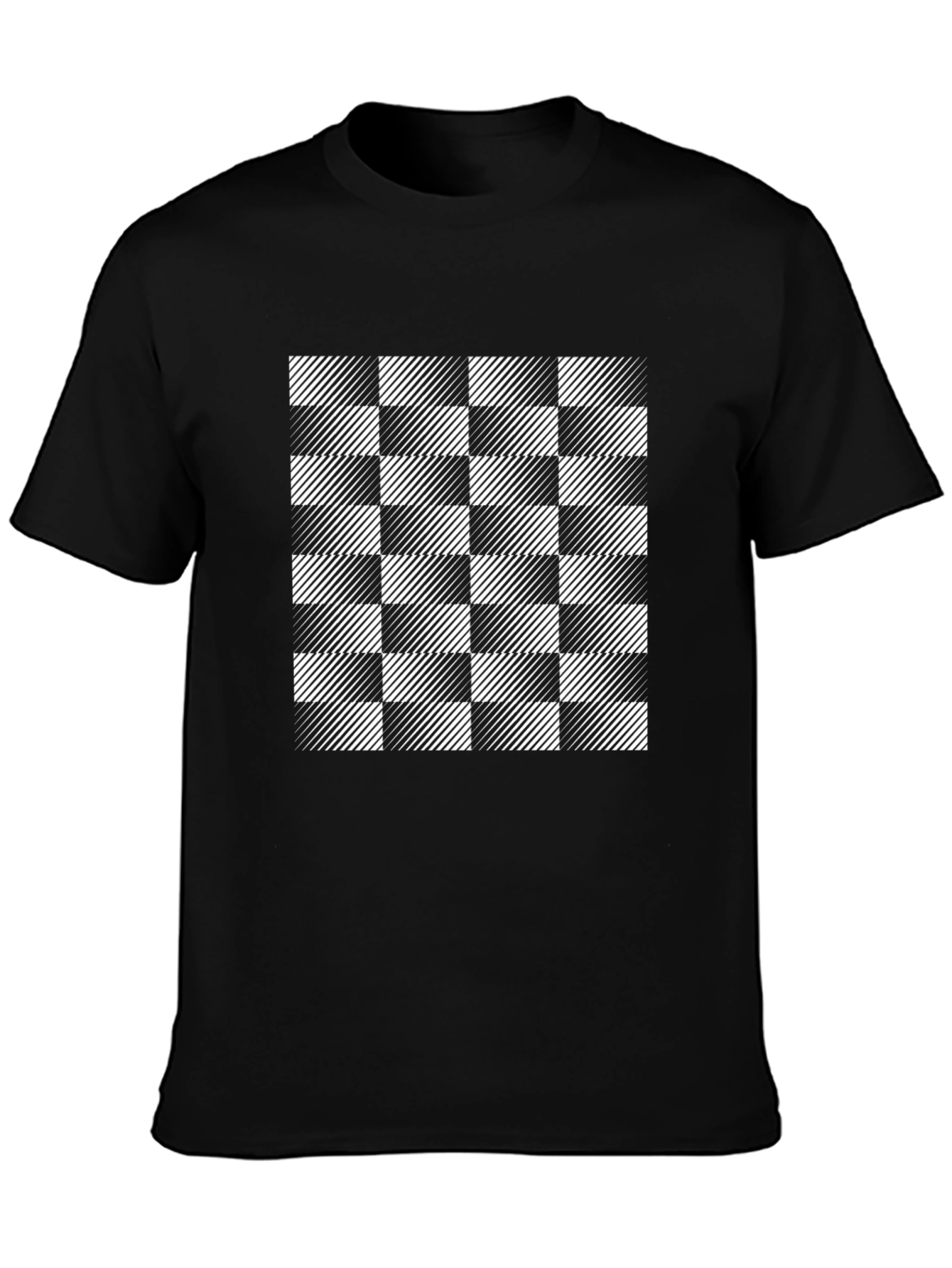 Optical Illusion Checkered T-Shirt - Modern Black Tee