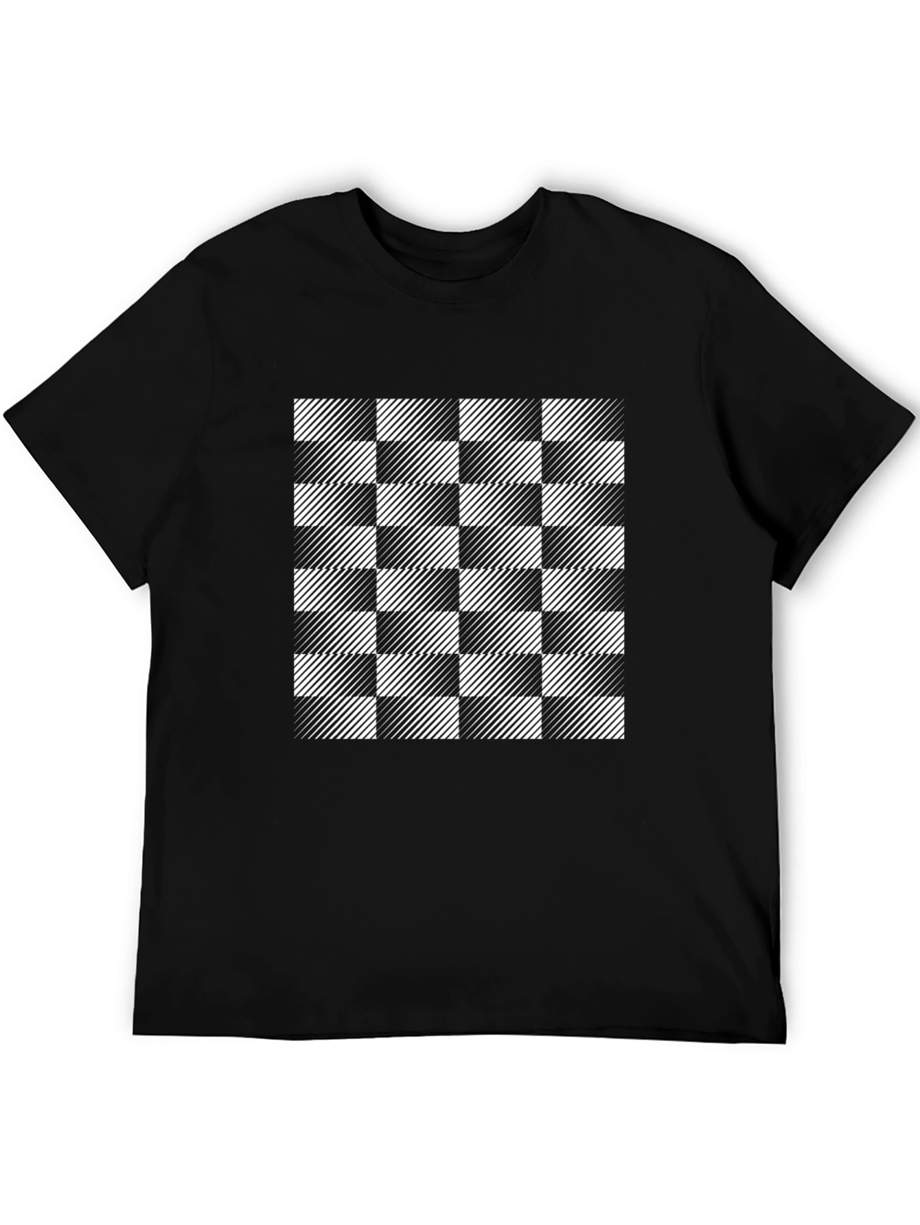 Optical Illusion Checkered T-Shirt - Modern Black Tee