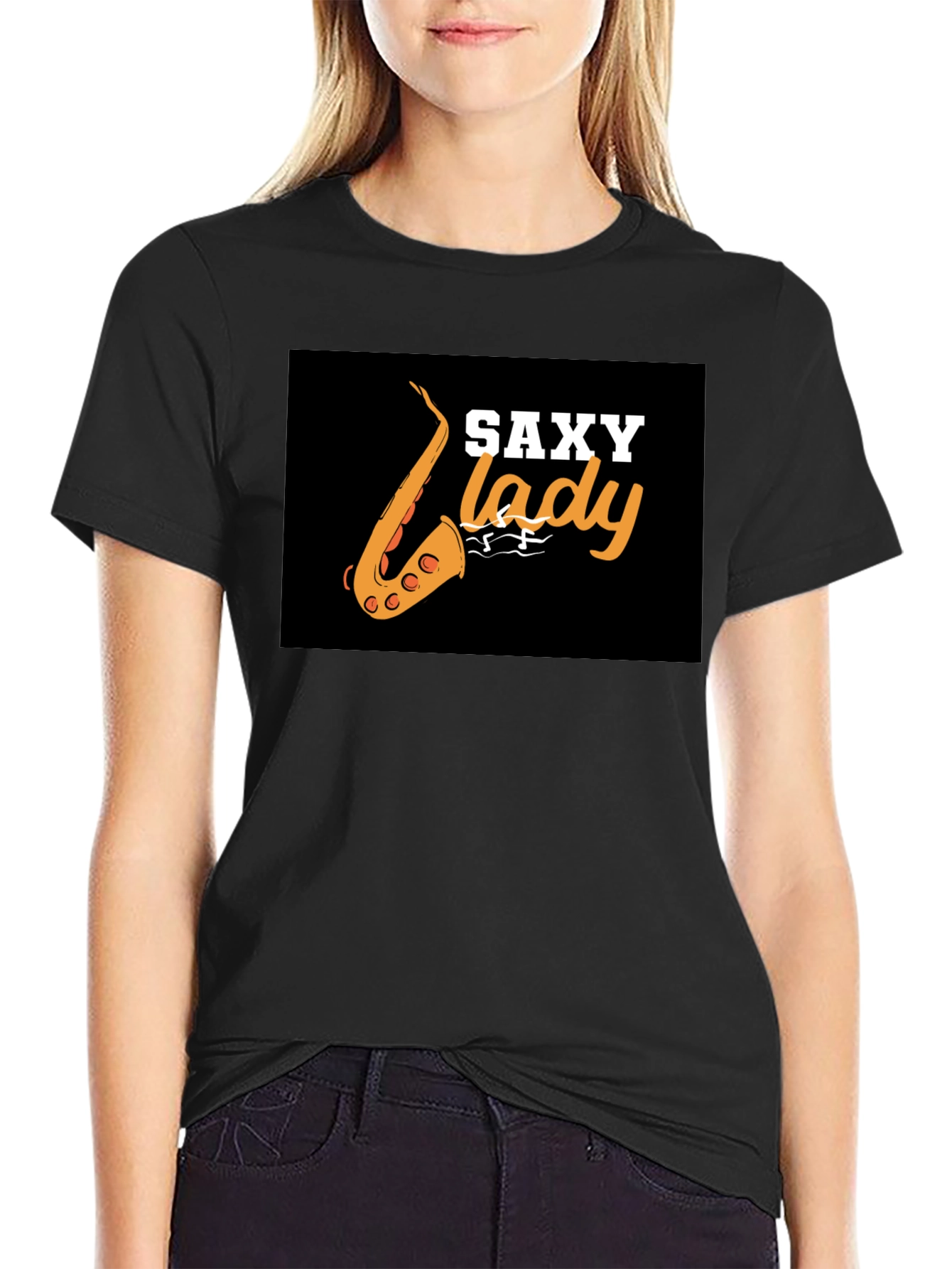 Saxy Lady Black Graphic Tee