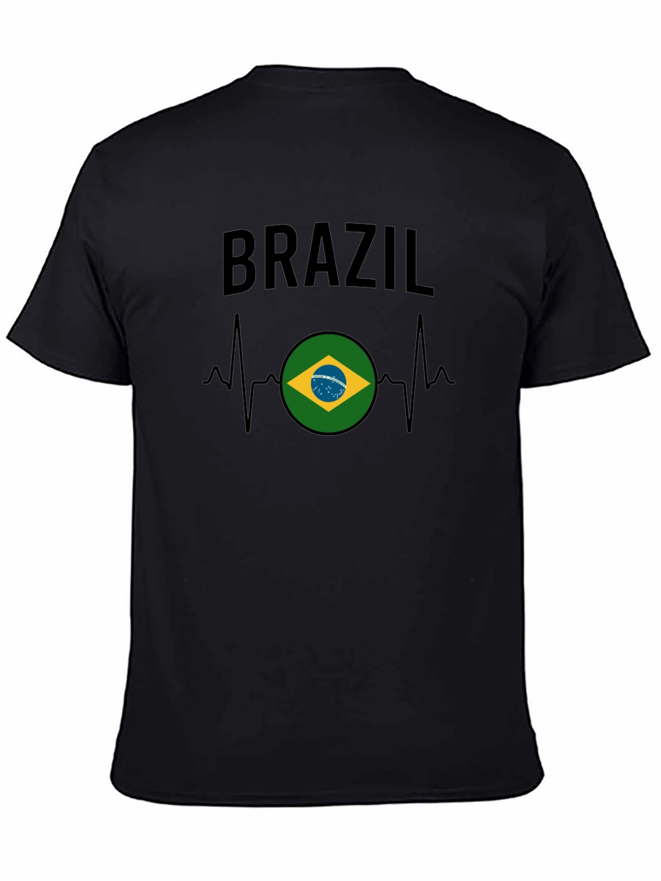 Brazil Flag Heartbeat Graphic T-Shirt
