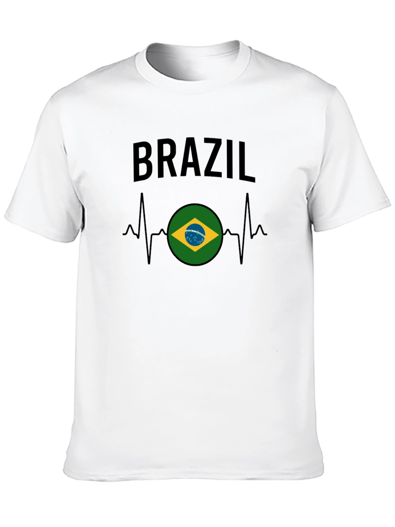 Brazil Flag Heartbeat Graphic T-Shirt