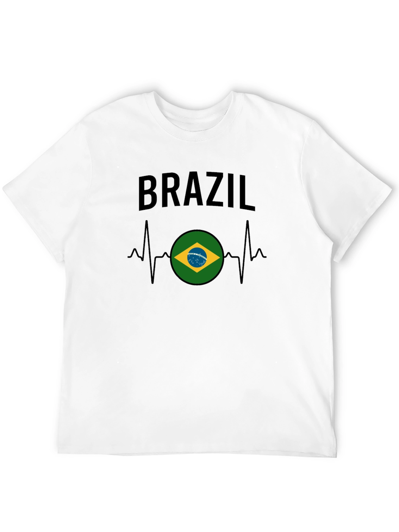 Brazil Flag Heartbeat Graphic T-Shirt