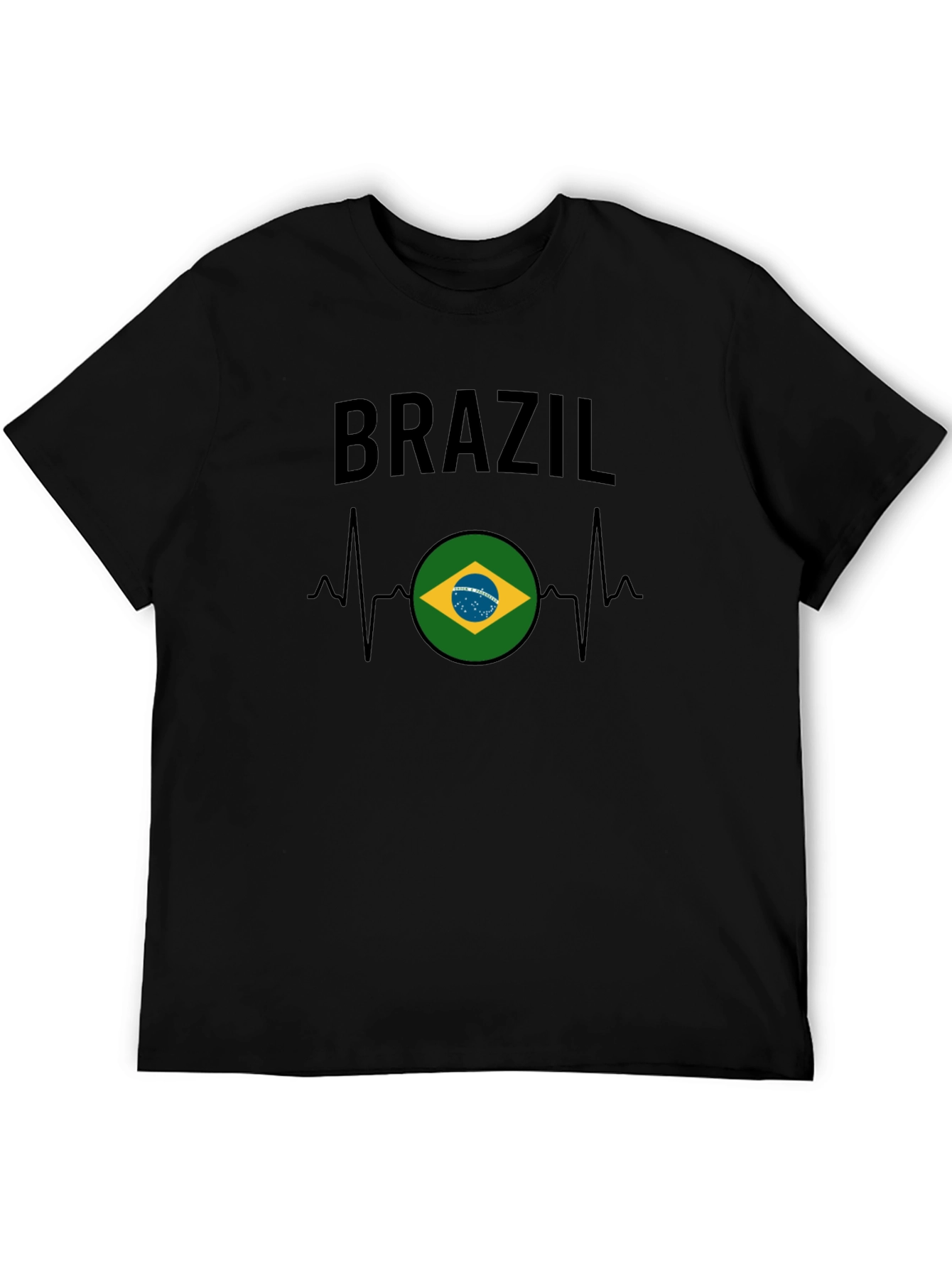Brazil Flag Heartbeat Graphic T-Shirt