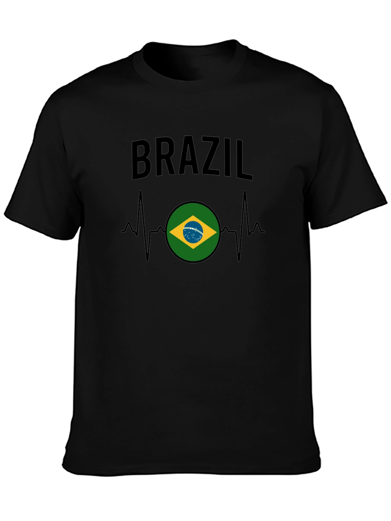 Brazil Flag Heartbeat Graphic T-Shirt