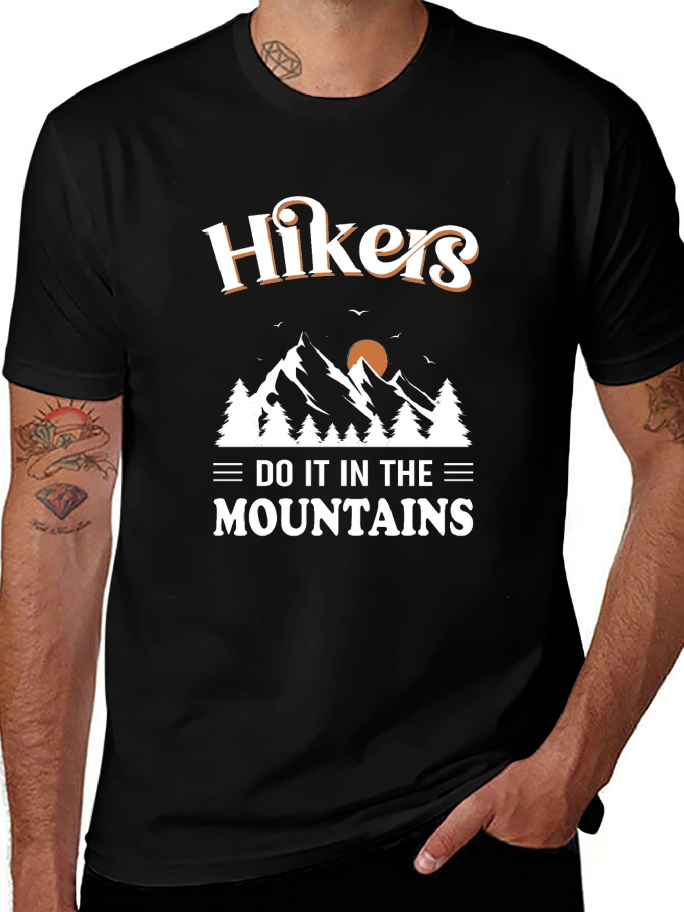 Hikers Do It In The Mountains Black T-Shirt