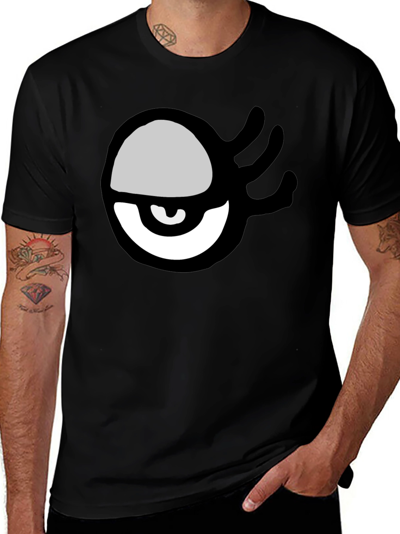 Eye Hand Graphic Print Black T-Shirt