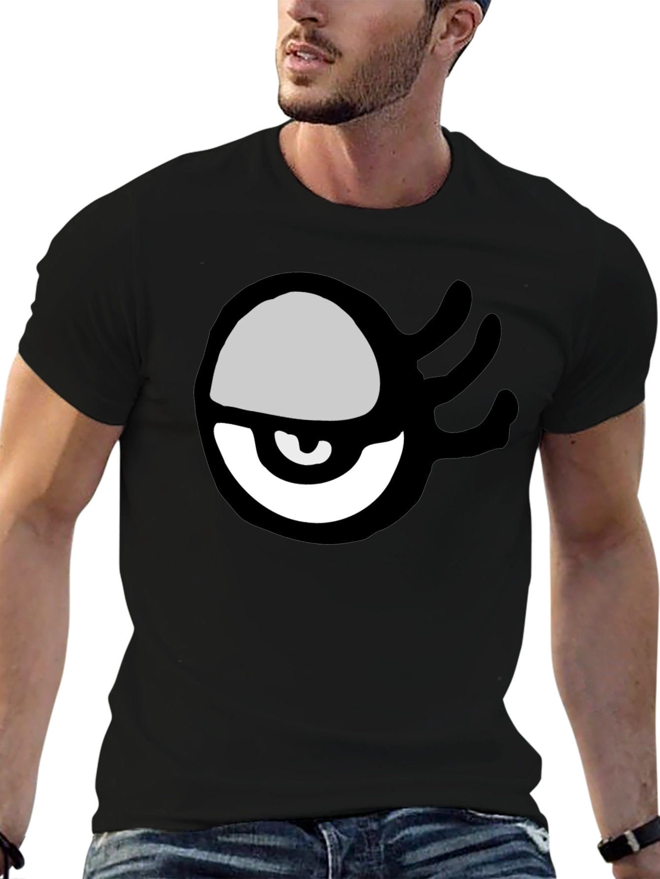 Eye Hand Graphic Print Black T-Shirt