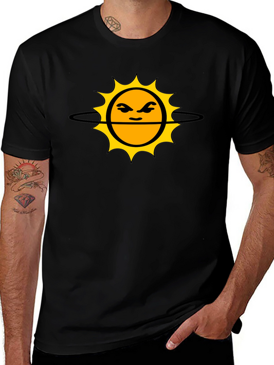 Grumpy Sun Graphic Tee - Black Cotton T-Shirt