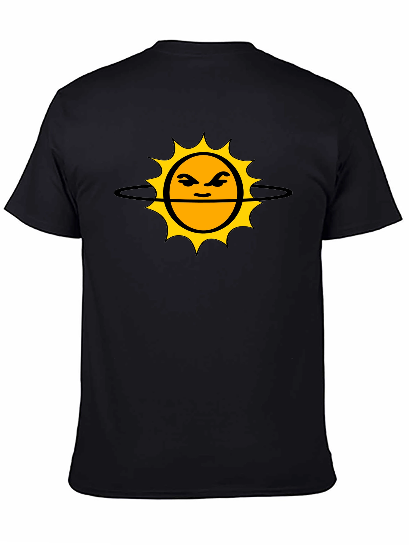 Grumpy Sun Graphic Tee - Black Cotton T-Shirt