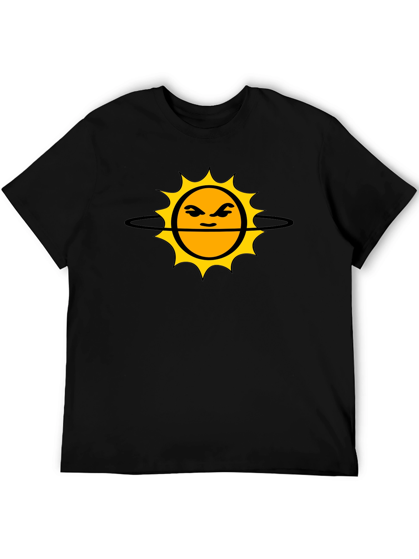 Grumpy Sun Graphic Tee - Black Cotton T-Shirt