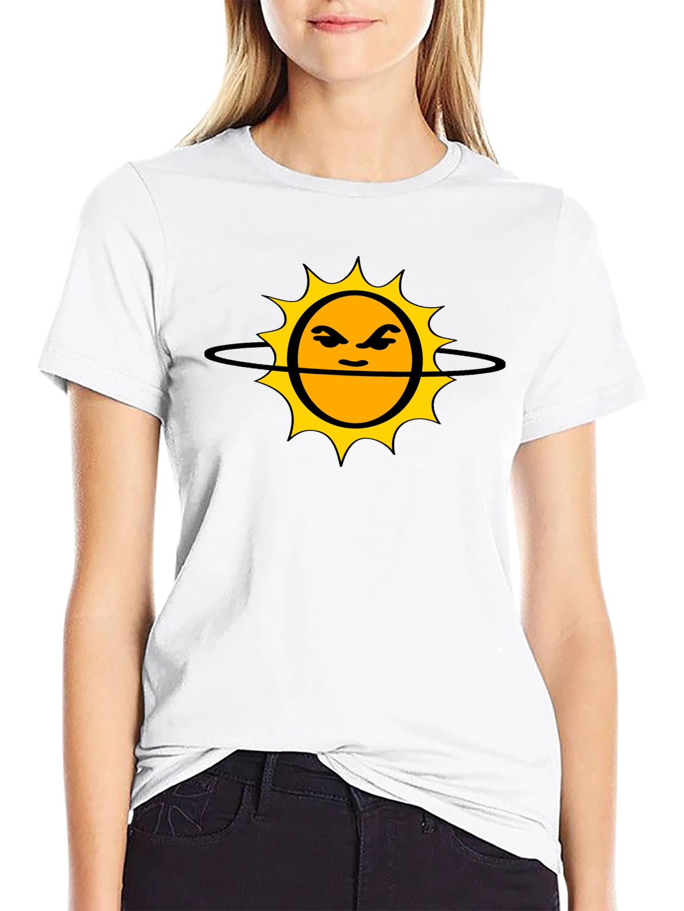 Grumpy Sun Graphic Tee - Black Cotton T-Shirt
