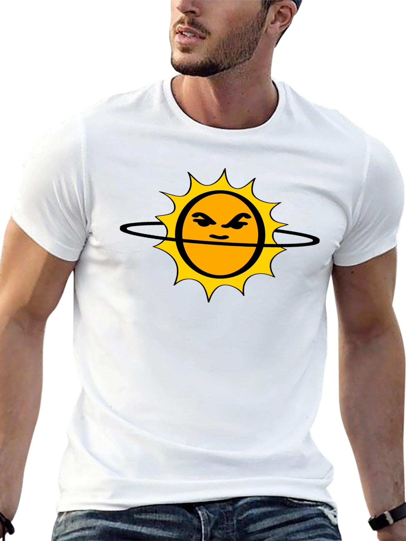 Grumpy Sun Graphic Tee - Black Cotton T-Shirt