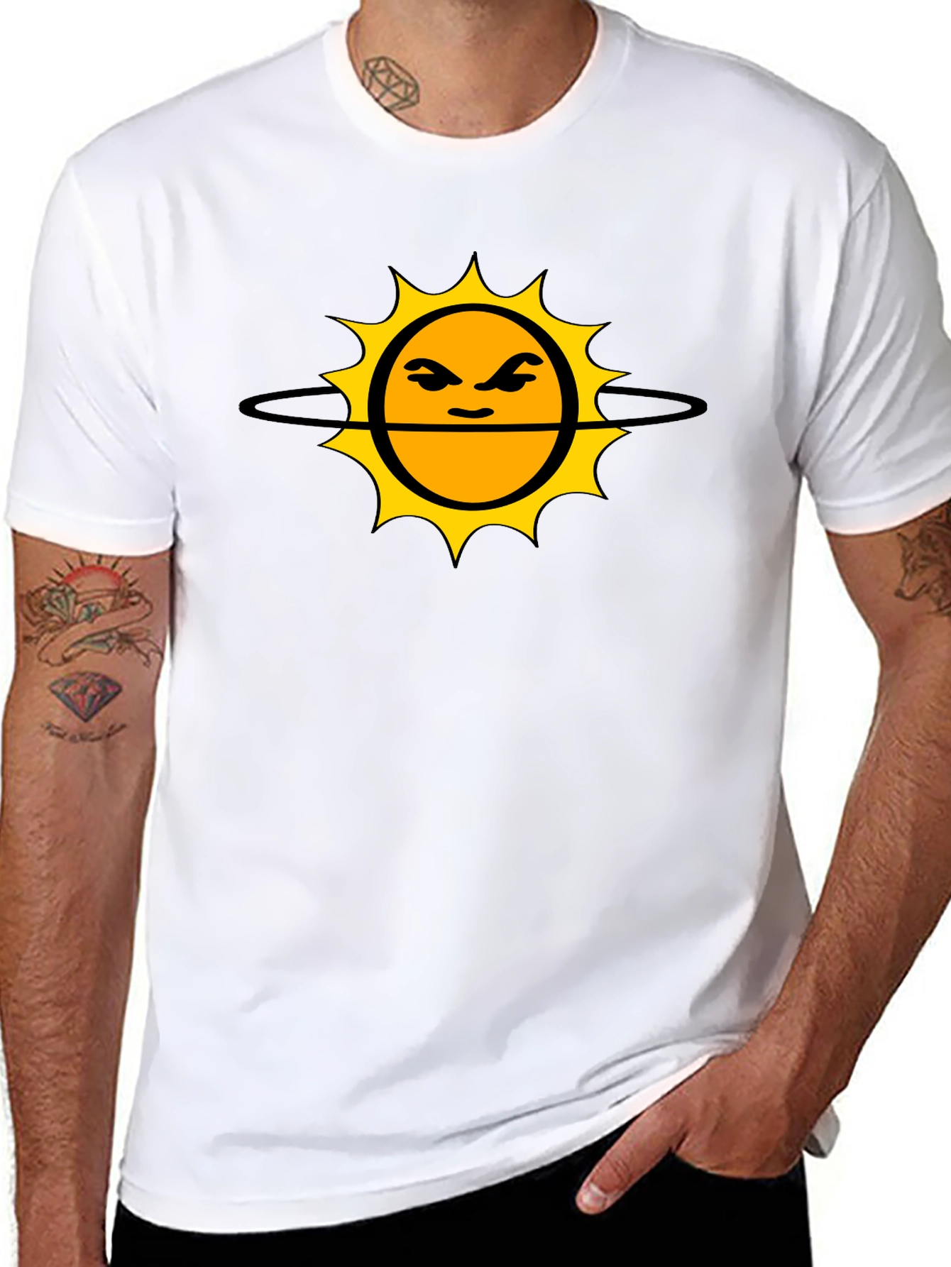 Grumpy Sun Graphic Tee - Black Cotton T-Shirt
