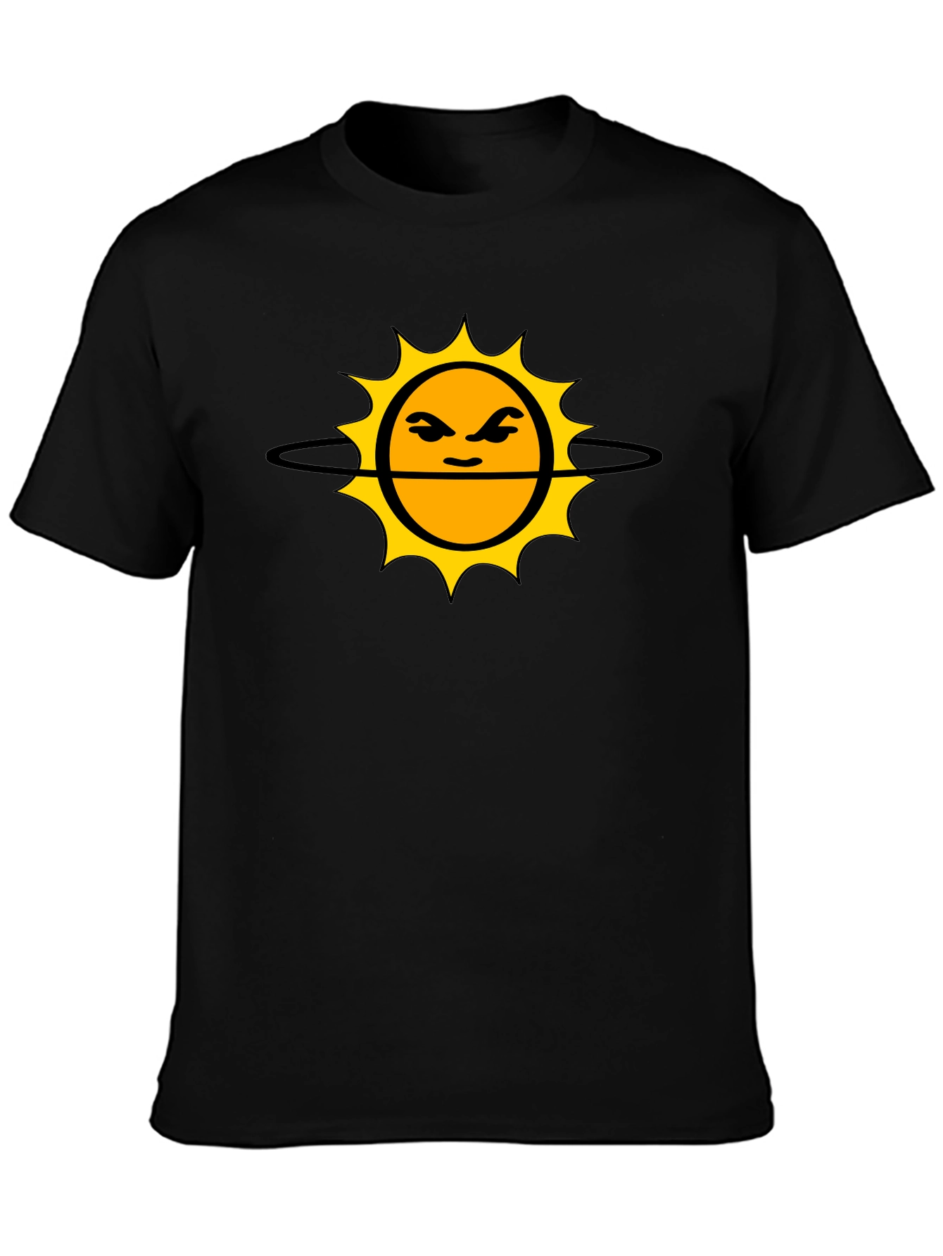 Grumpy Sun Graphic Tee - Black Cotton T-Shirt
