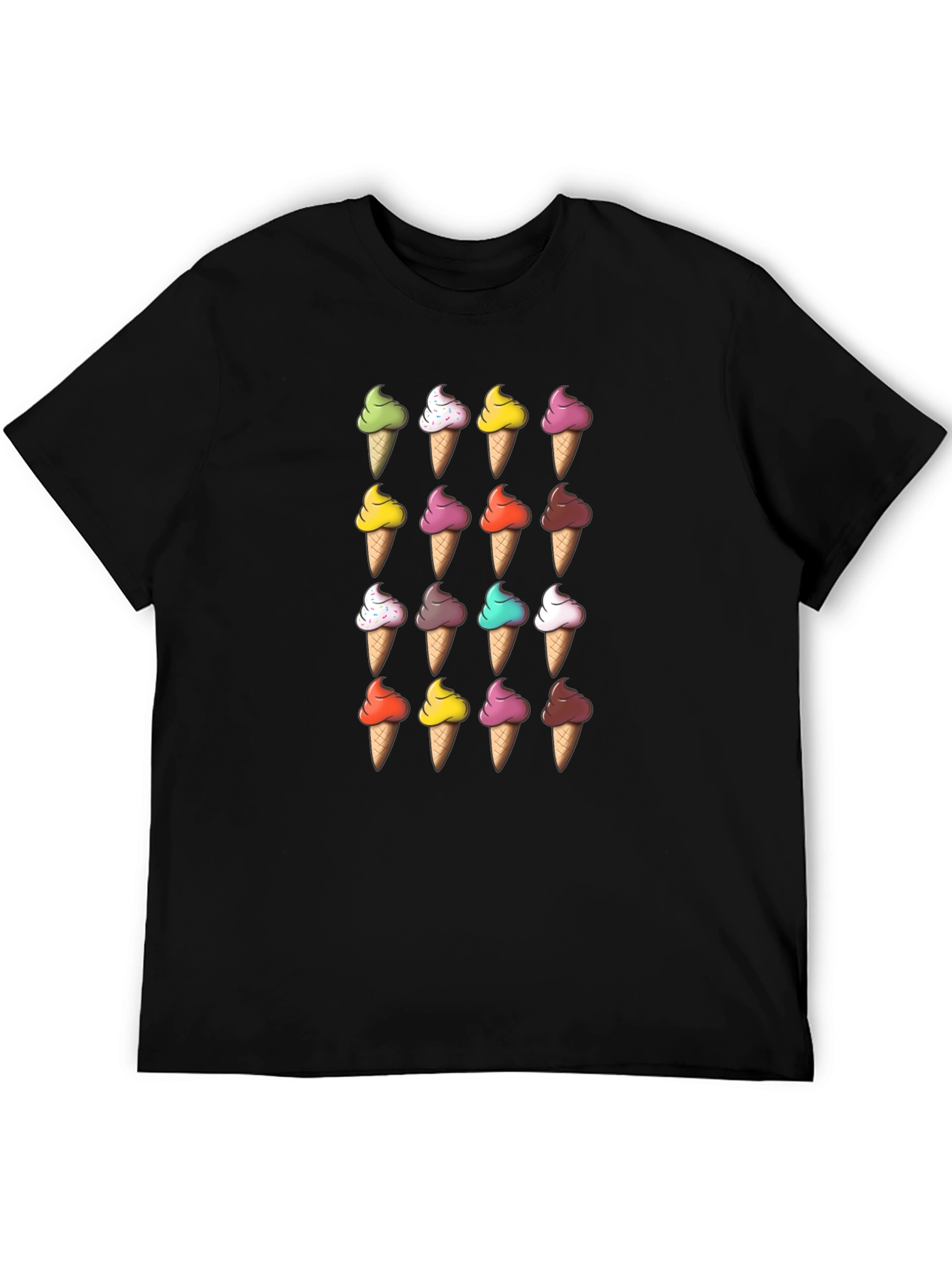 Ice Cream Cone Pattern T-Shirt - Fun Novelty Tee