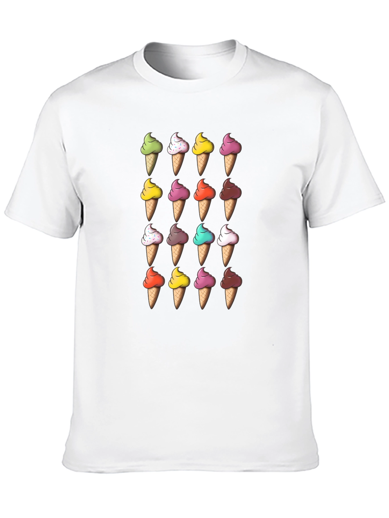 Ice Cream Cone Pattern T-Shirt - Fun Novelty Tee