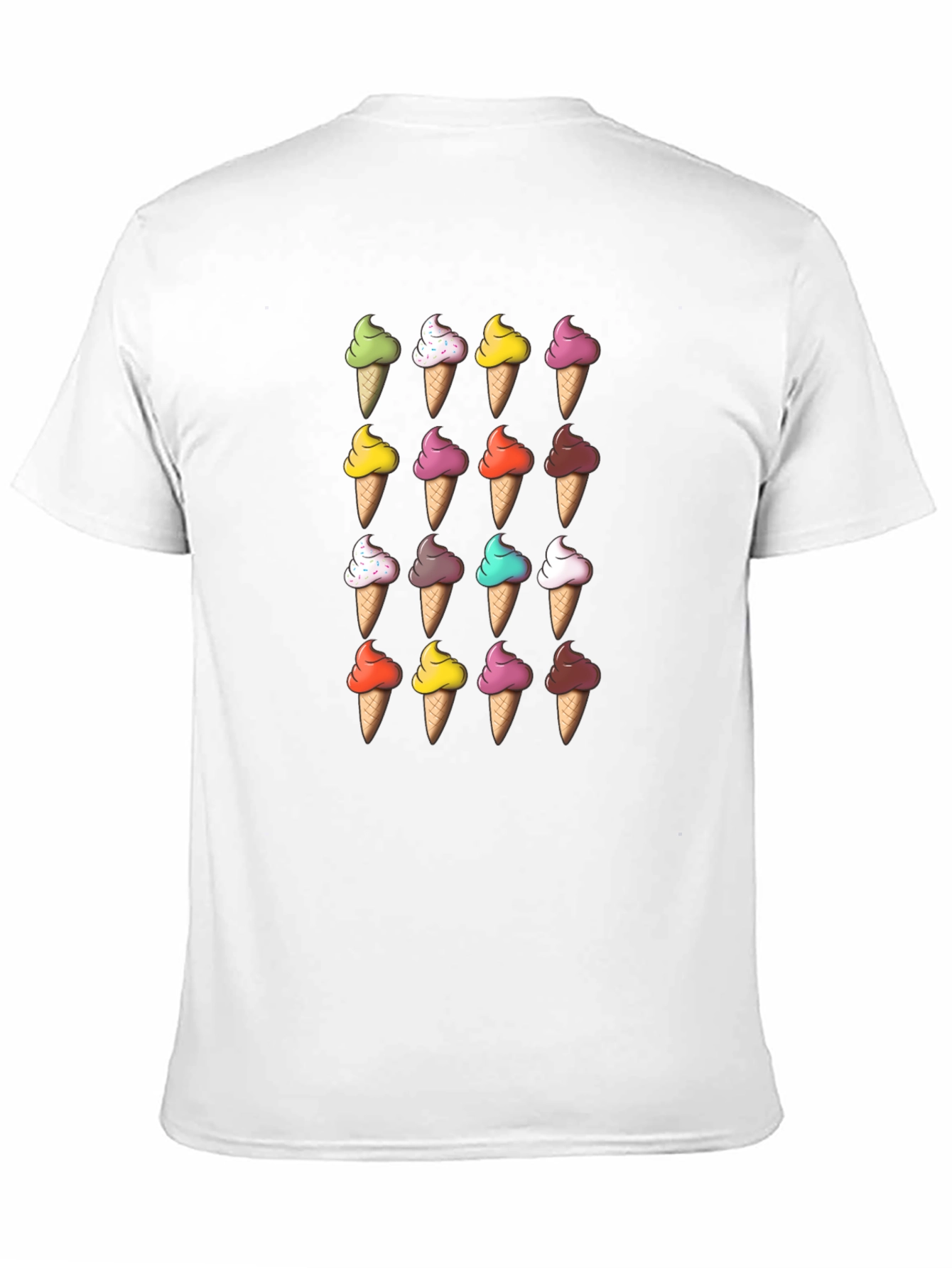 Ice Cream Cone Pattern T-Shirt - Fun Novelty Tee
