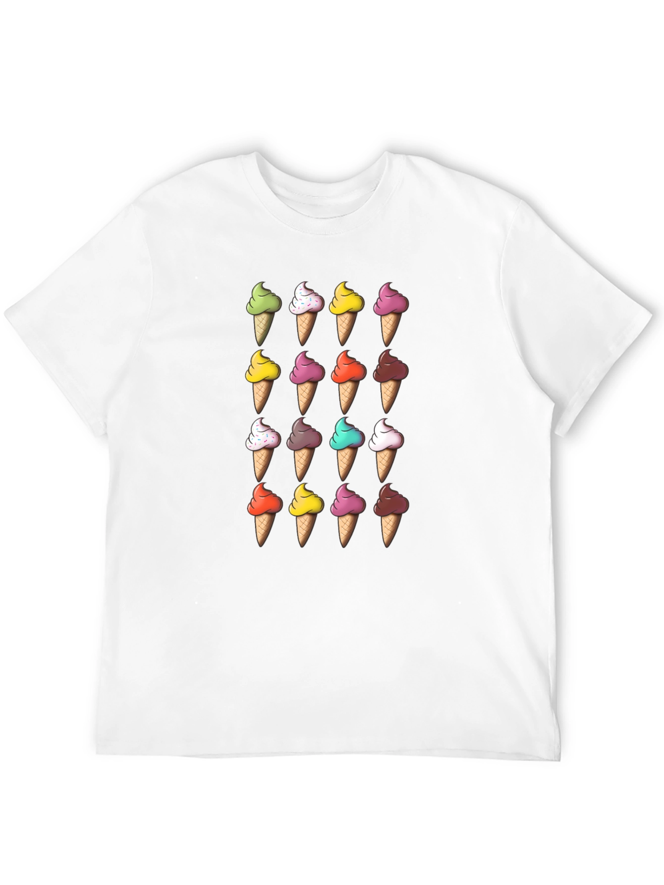 Ice Cream Cone Pattern T-Shirt - Fun Novelty Tee