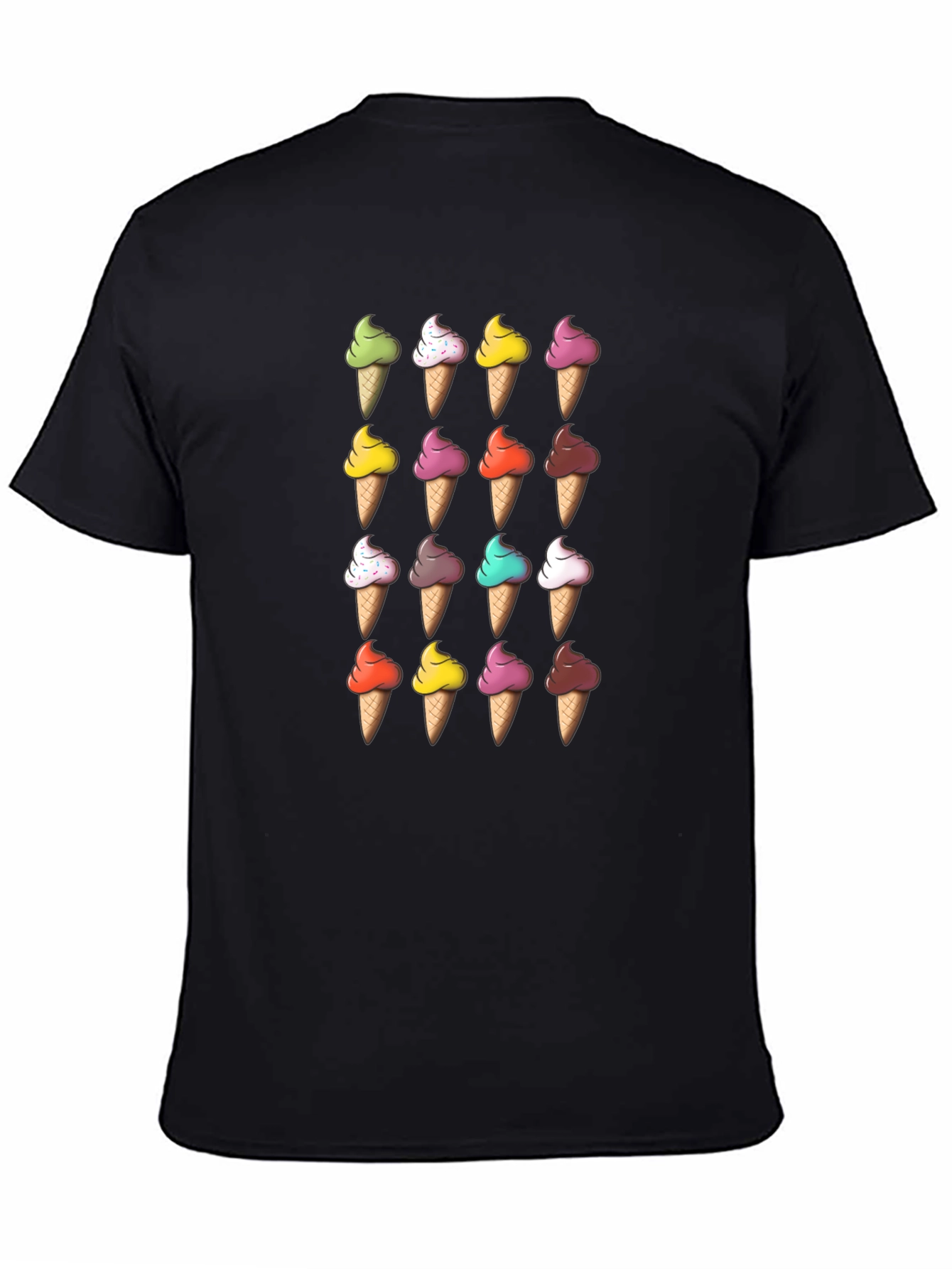 Ice Cream Cone Pattern T-Shirt - Fun Novelty Tee