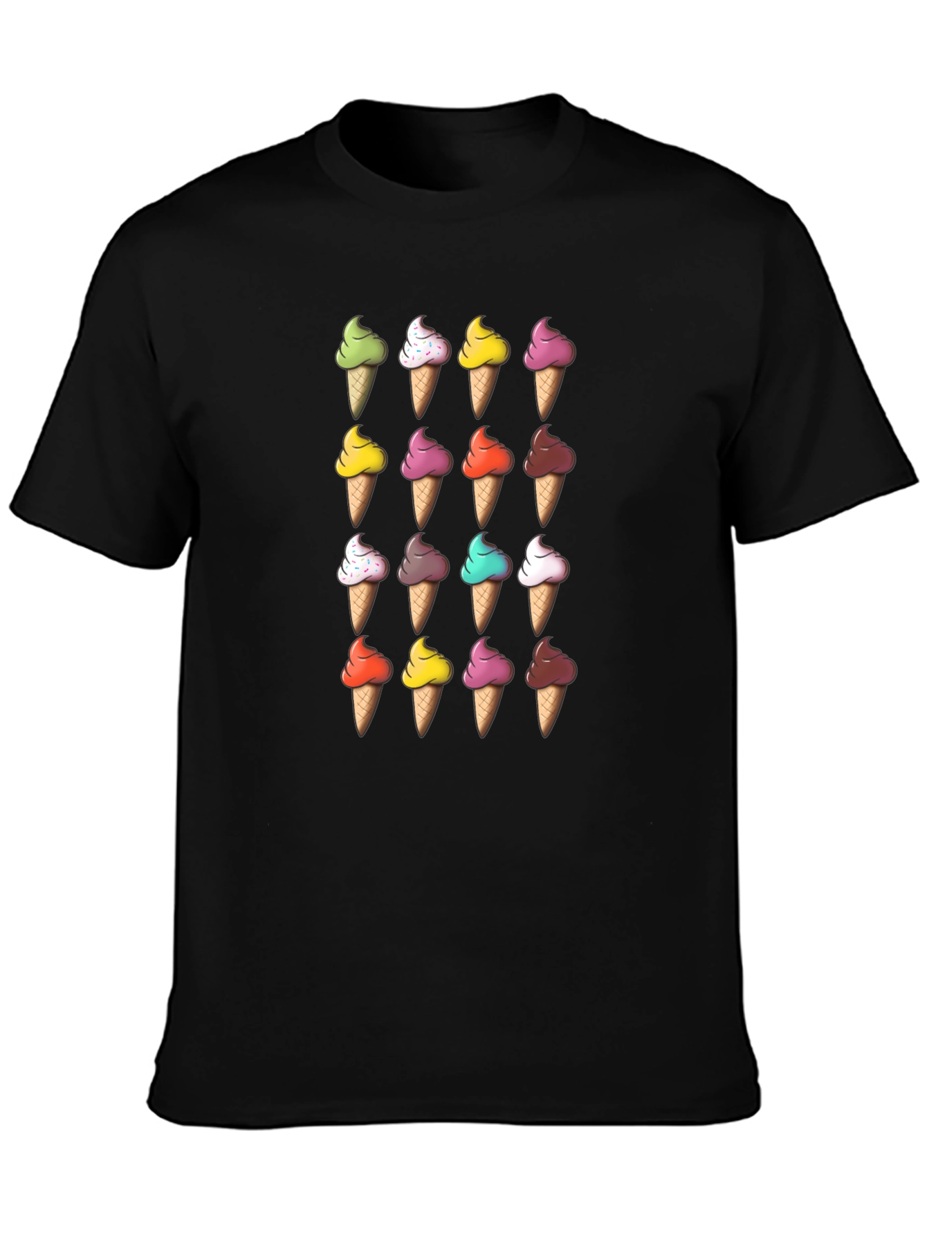 Ice Cream Cone Pattern T-Shirt - Fun Novelty Tee