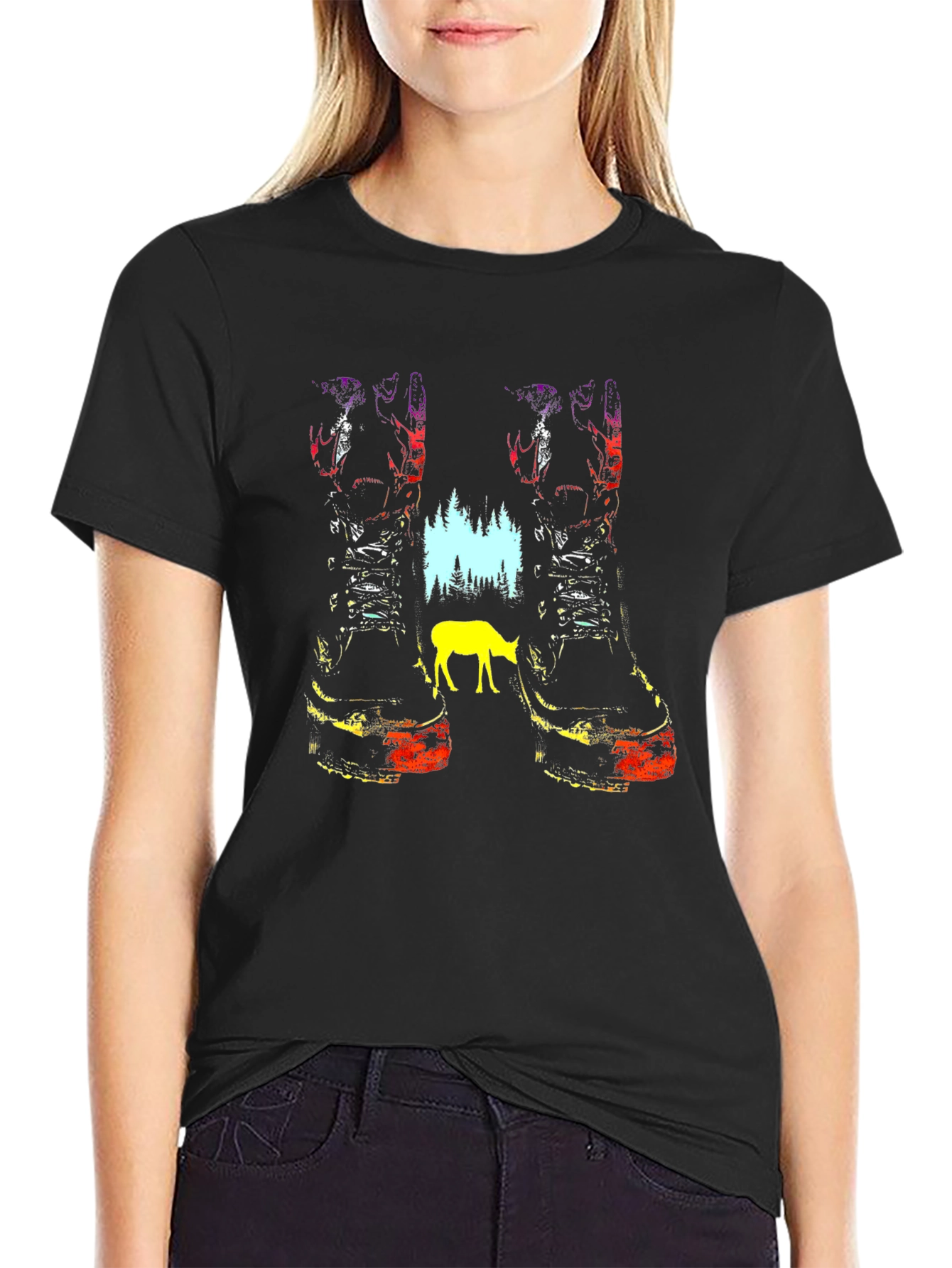 Nature Boots Graphic Tee - Unisex Black T-Shirt