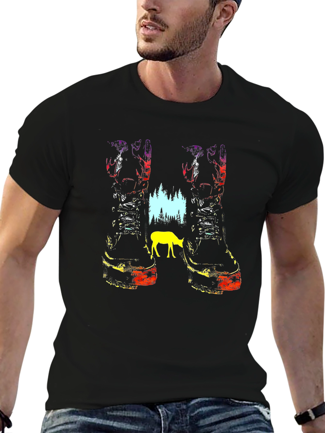 Nature Boots Graphic Tee - Unisex Black T-Shirt
