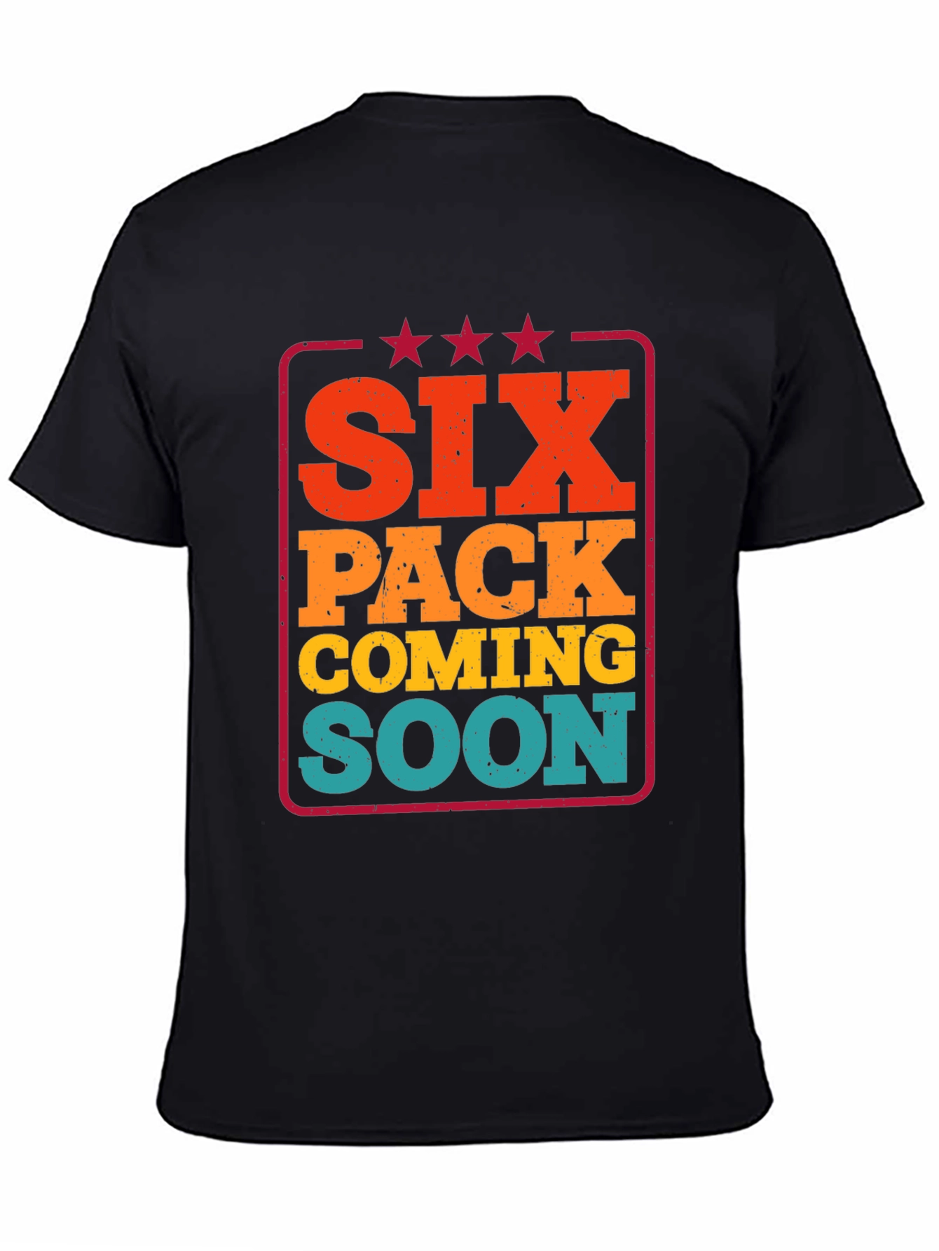 Six Pack Coming Soon Mens Black Graphic T-Shirt