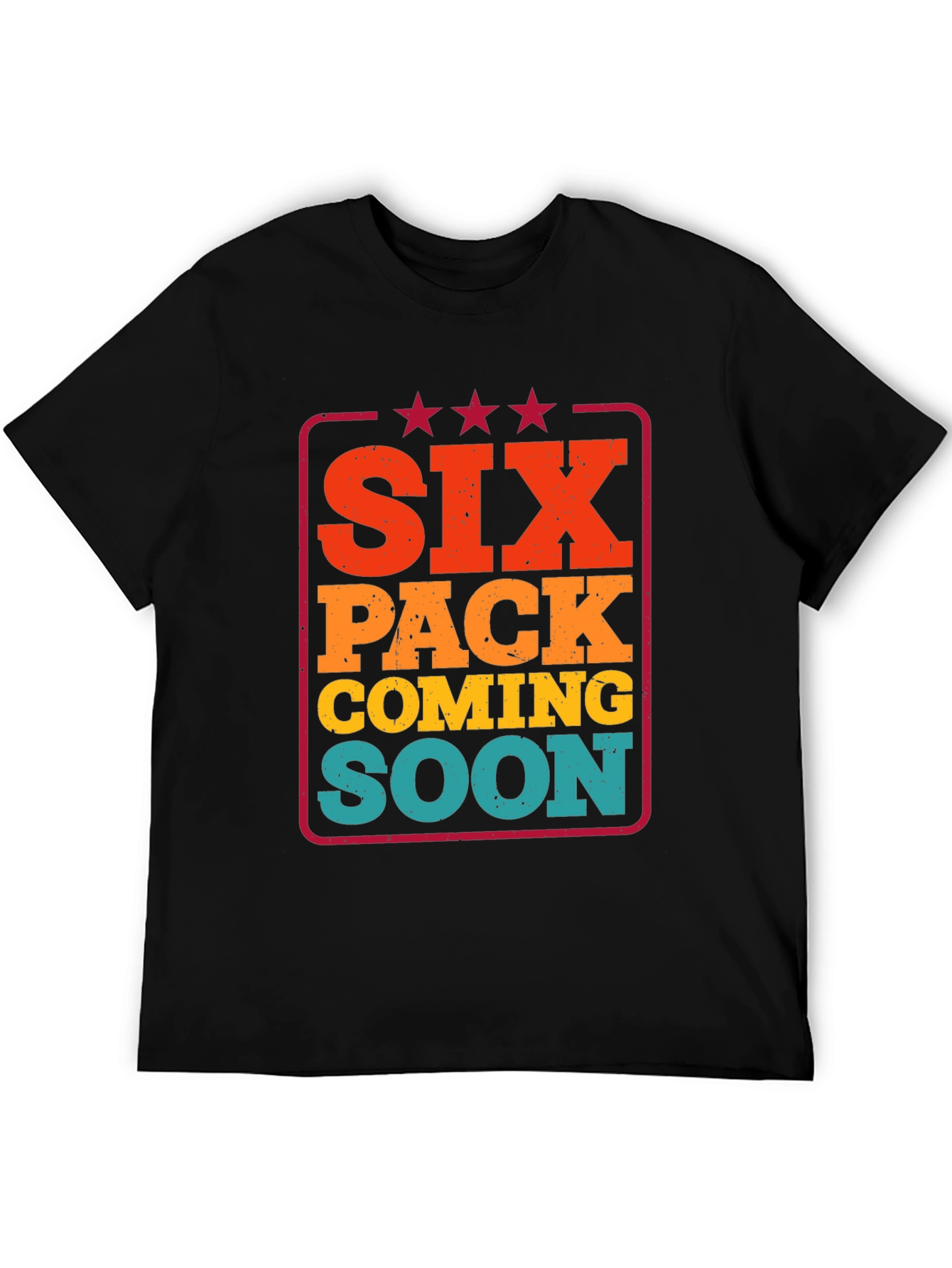 Six Pack Coming Soon Mens Black Graphic T-Shirt