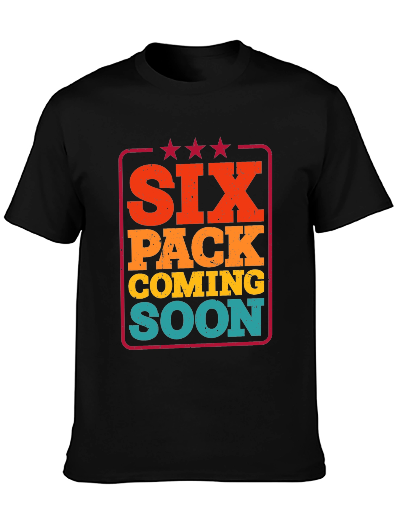 Six Pack Coming Soon Mens Black Graphic T-Shirt