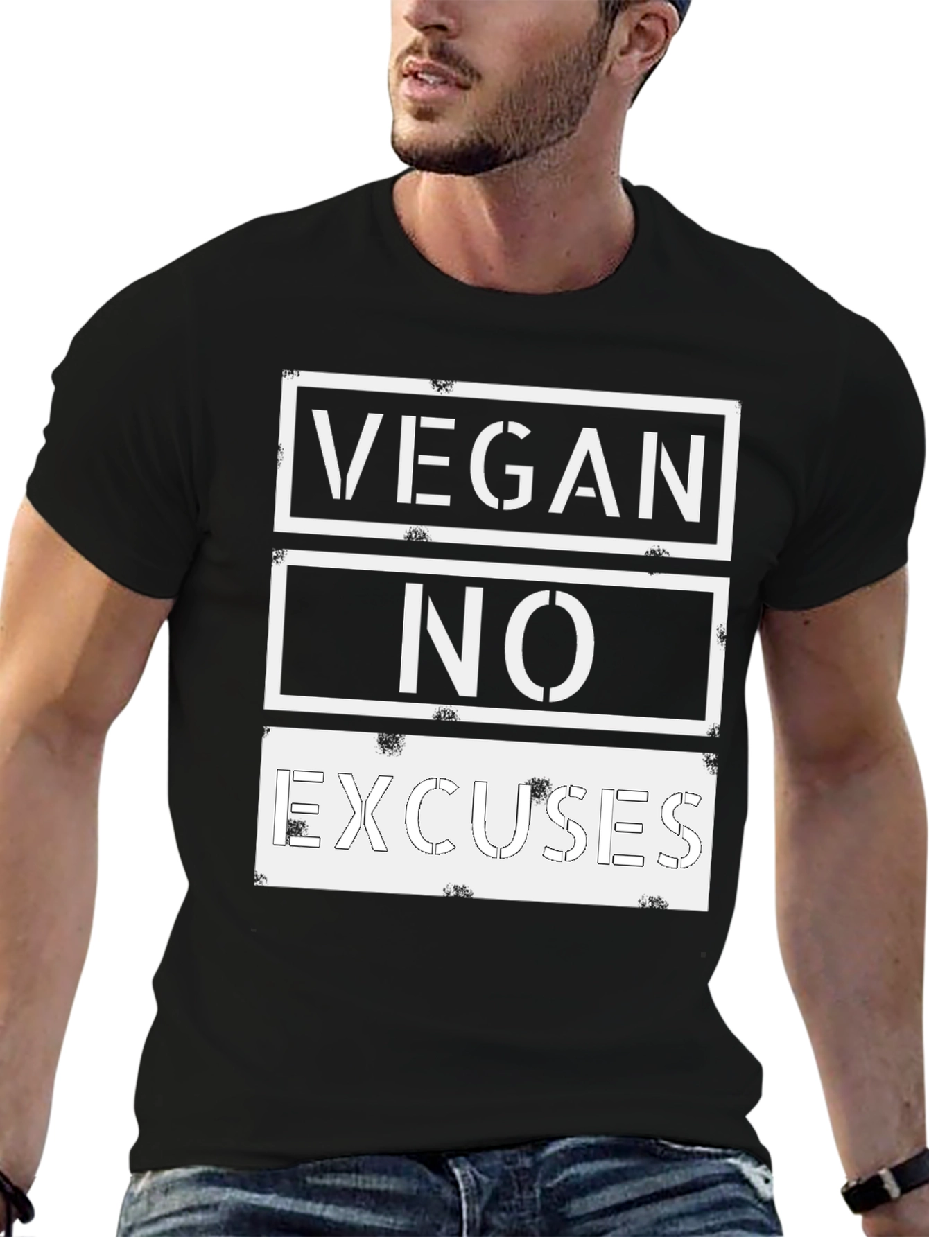 Vegan No Excuses Graphic Tee - Black Casual T-Shirt